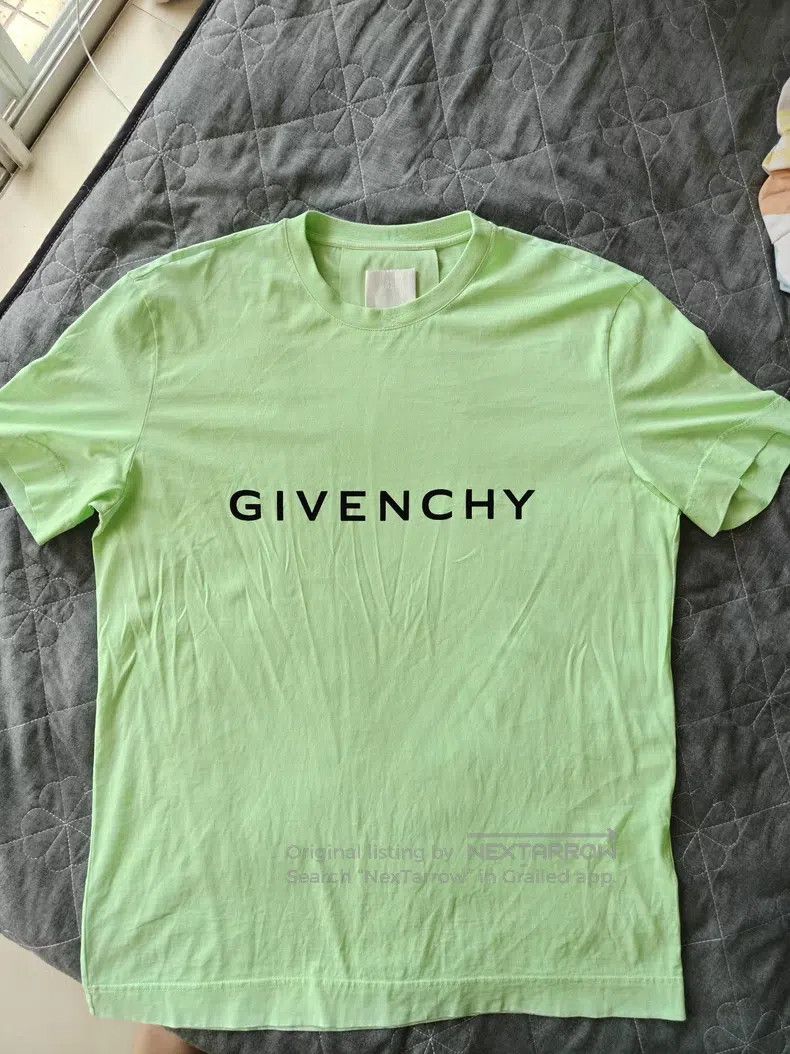 Givenchy Classic Light Green Letter Logo Short-Sleeve Shir
