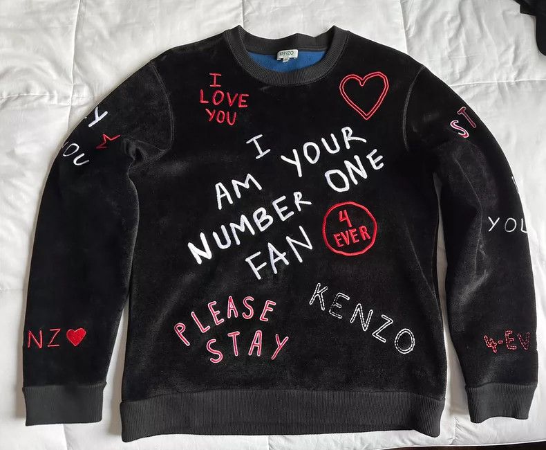 Kenzo Love Embroidered Fleece Sweatshirt S - dmc