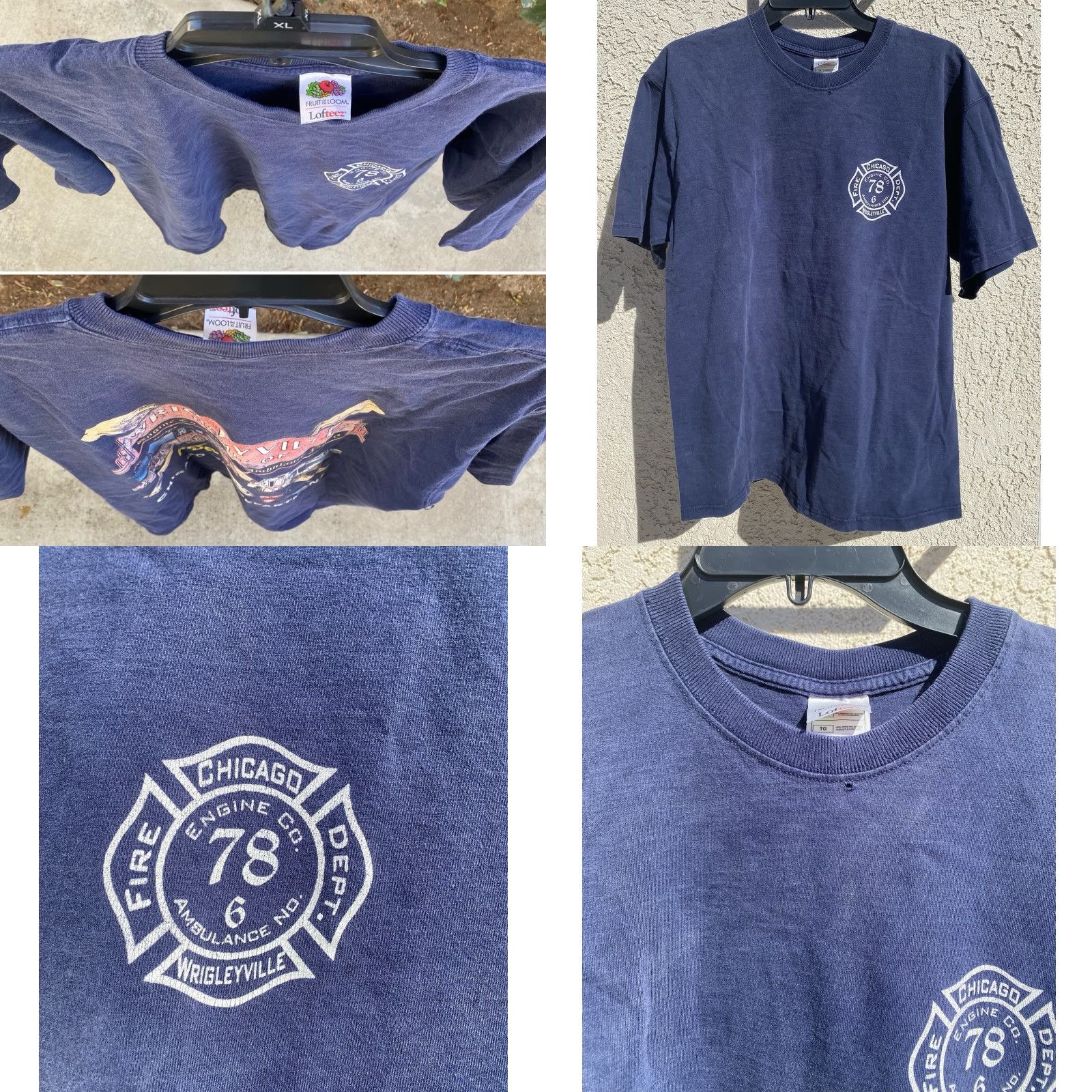 Fruit Of The Loom VINTAGE Chicago Fire Dept Wrigleyville Engine 78 Ambulance 6 T Shirt Worn Sz XL Nike Shirt Mens Blues City Fire 2000s 90s Theme Size US XL / EU 56 / 4 - 9 Thumbnail