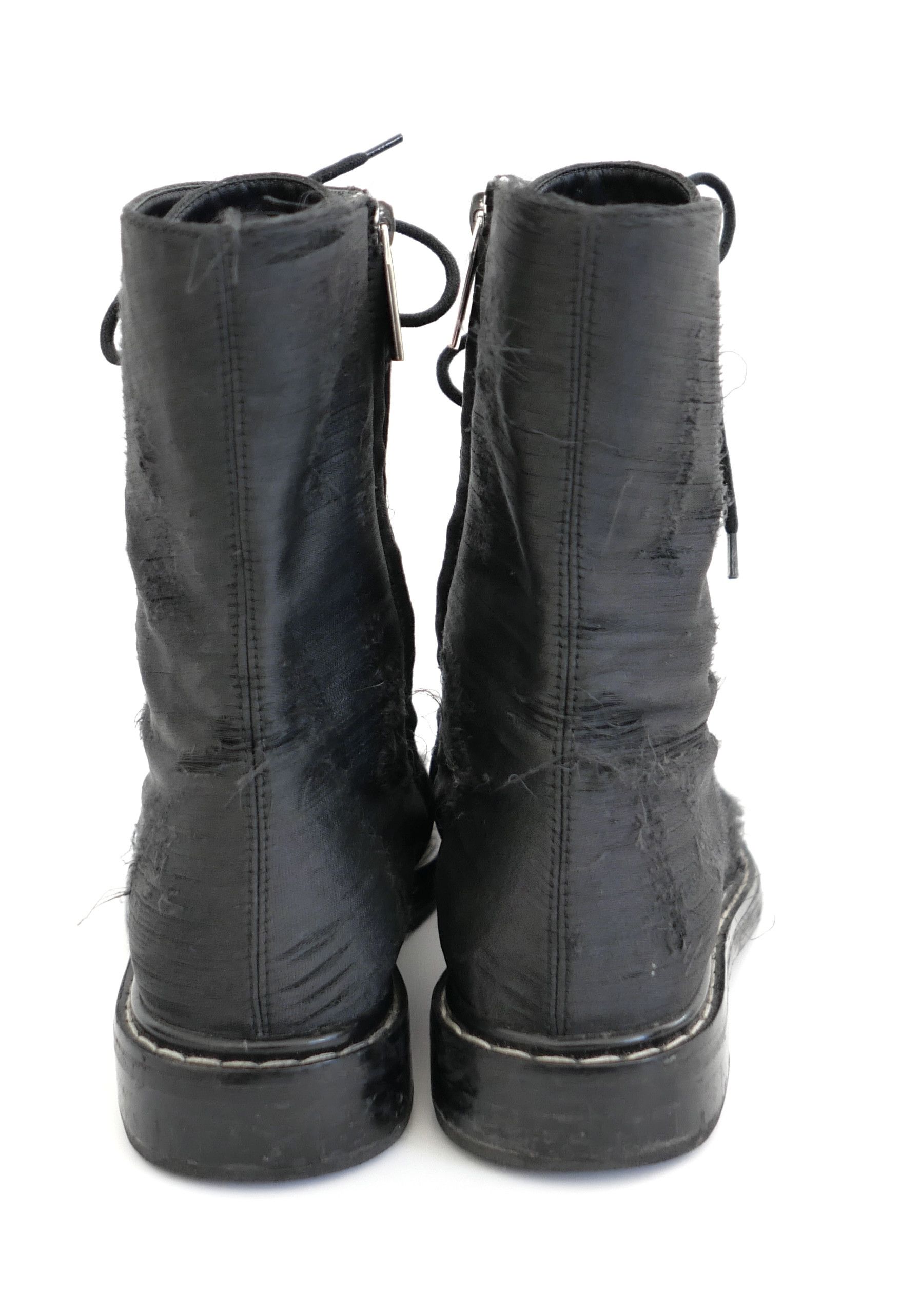 The Row The Row Fara Distressed Silk Combat Boots Size US 7.5 / IT 37.5 - 3 Thumbnail