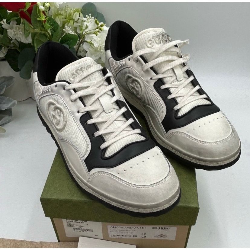 Gucci Men's Gucci Mac 80 distressed leather sneakers size 12 Size US 12.5 / EU 45-46 - 1 Thumbnail