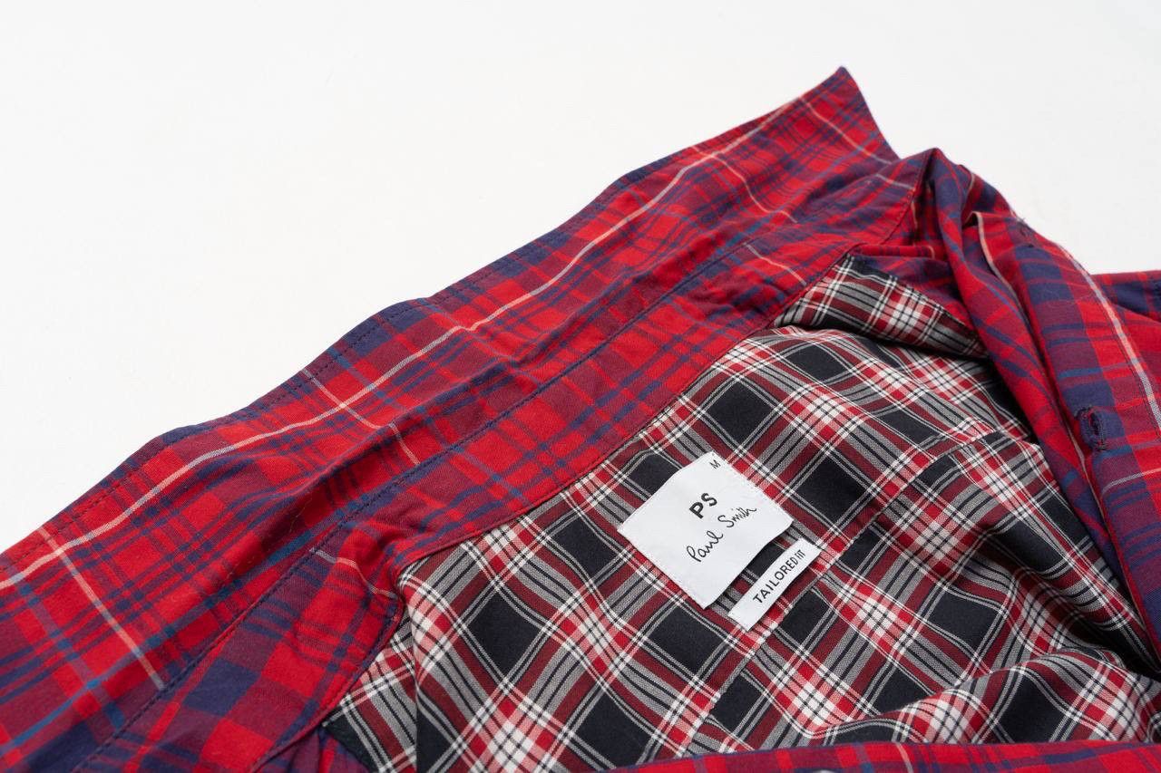 Paul Smith 🔵 PS PAUL SMITH Tailored Fit Checked Red Plaid Shirt Size US M / EU 48-50 / 2 - 20 Thumbnail
