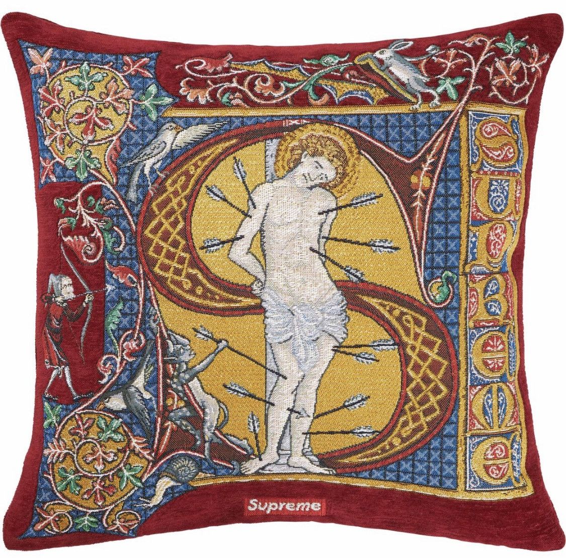 image of Supreme Jules Pansu Saint Sebastian Pillow in Red, Men's