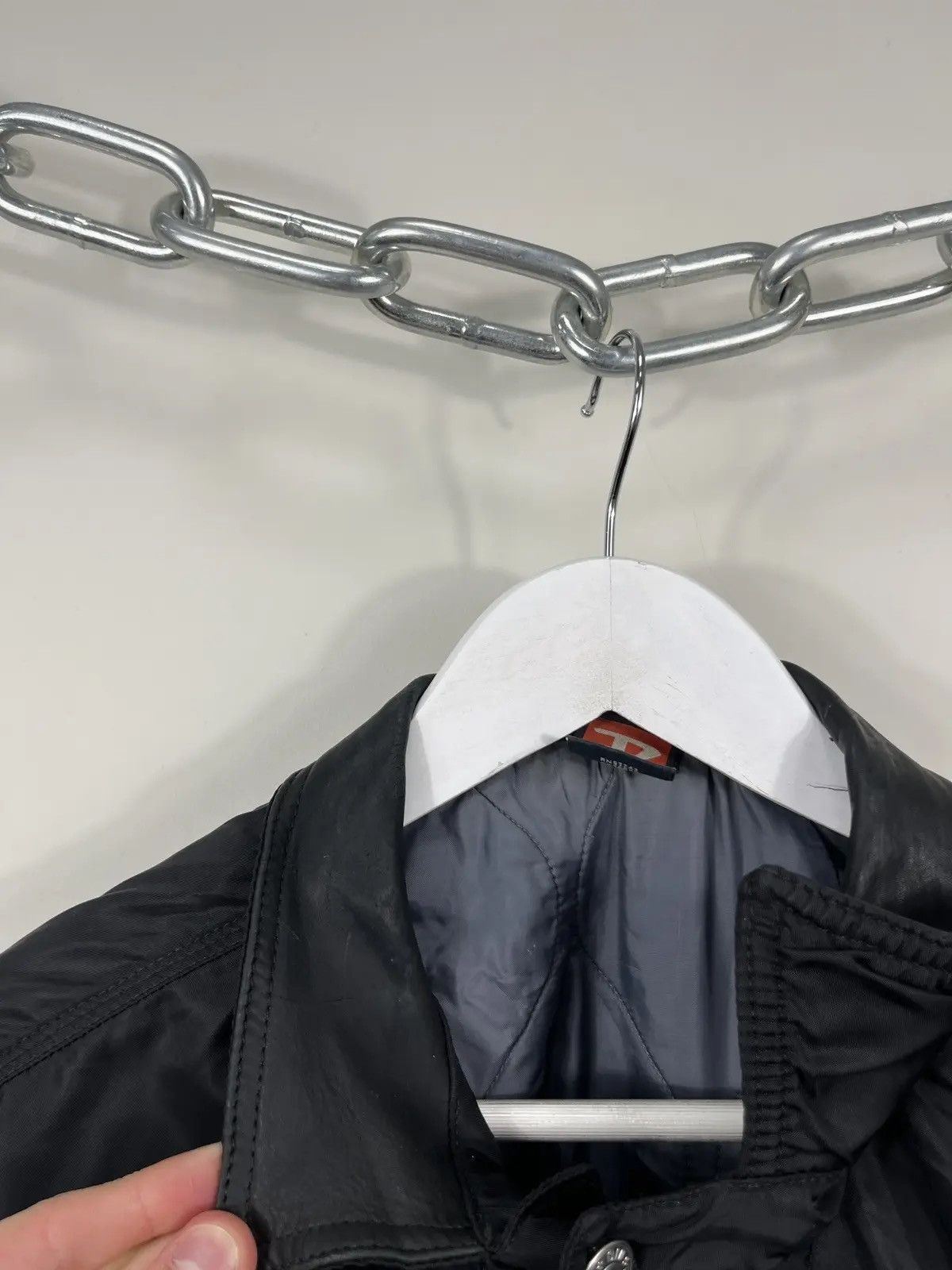 Diesel Vintage 90s Diesel Nylon Leather Black Avant Garde Jacket Size US L / EU 52-54 / 3 - 8 Thumbnail