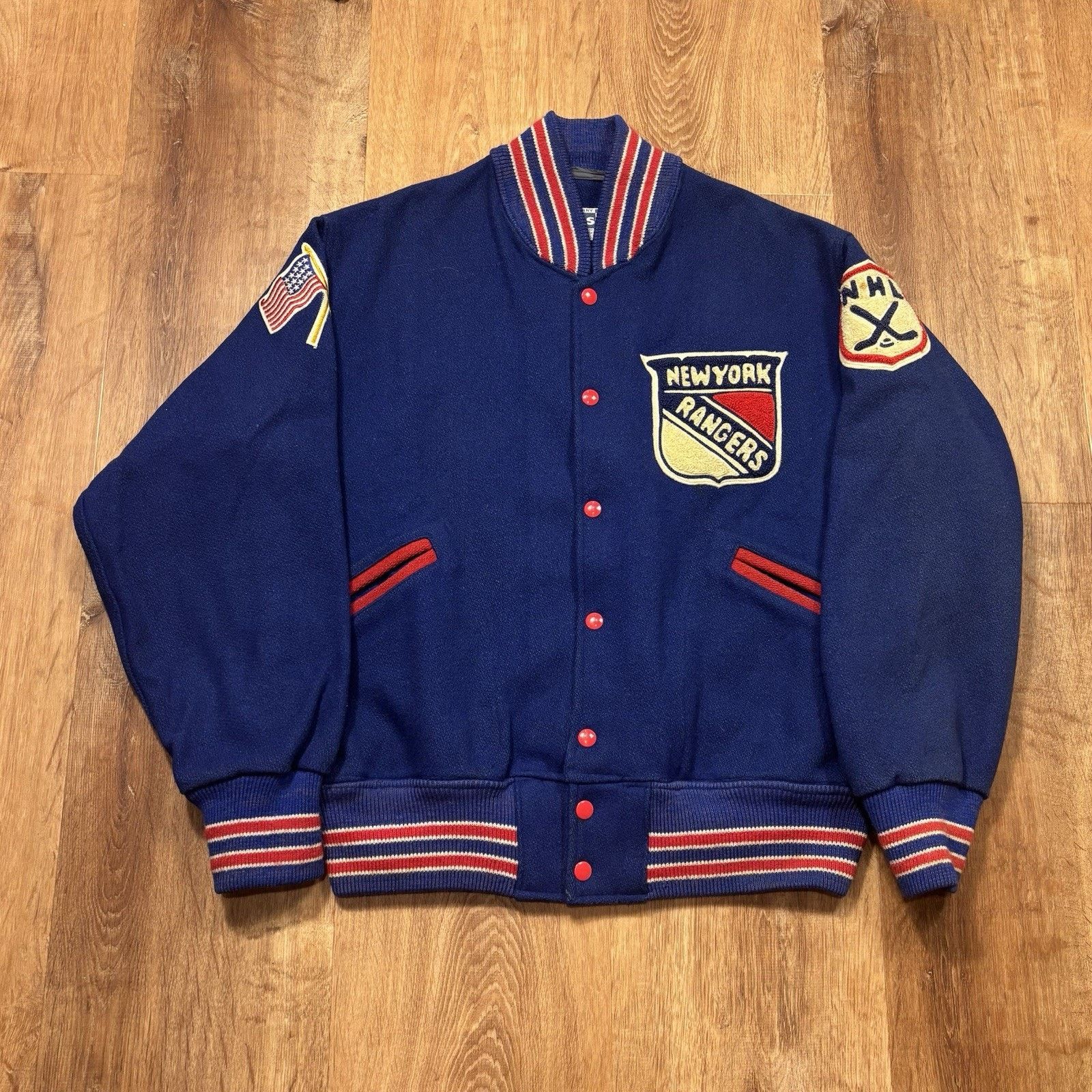 NHL 70s Vintage Cosby New York Rangers Jacket Mens 44 NHL Wool Size US L / EU 52-54 / 3 - 1 Thumbnail