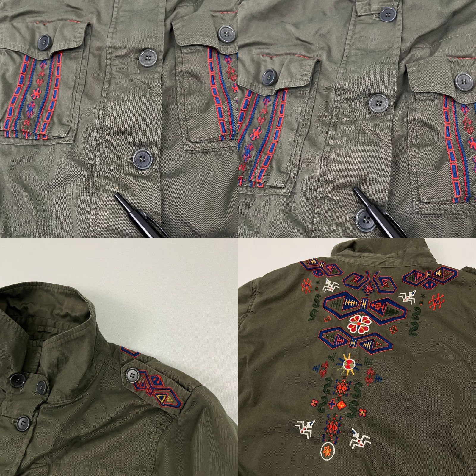 Johnny Was Johnny Was April Army Jacket Womens Large Green Floral Embroidered Boho Military Overcoat Size L / US 10 / IT 46 - 8 Thumbnail