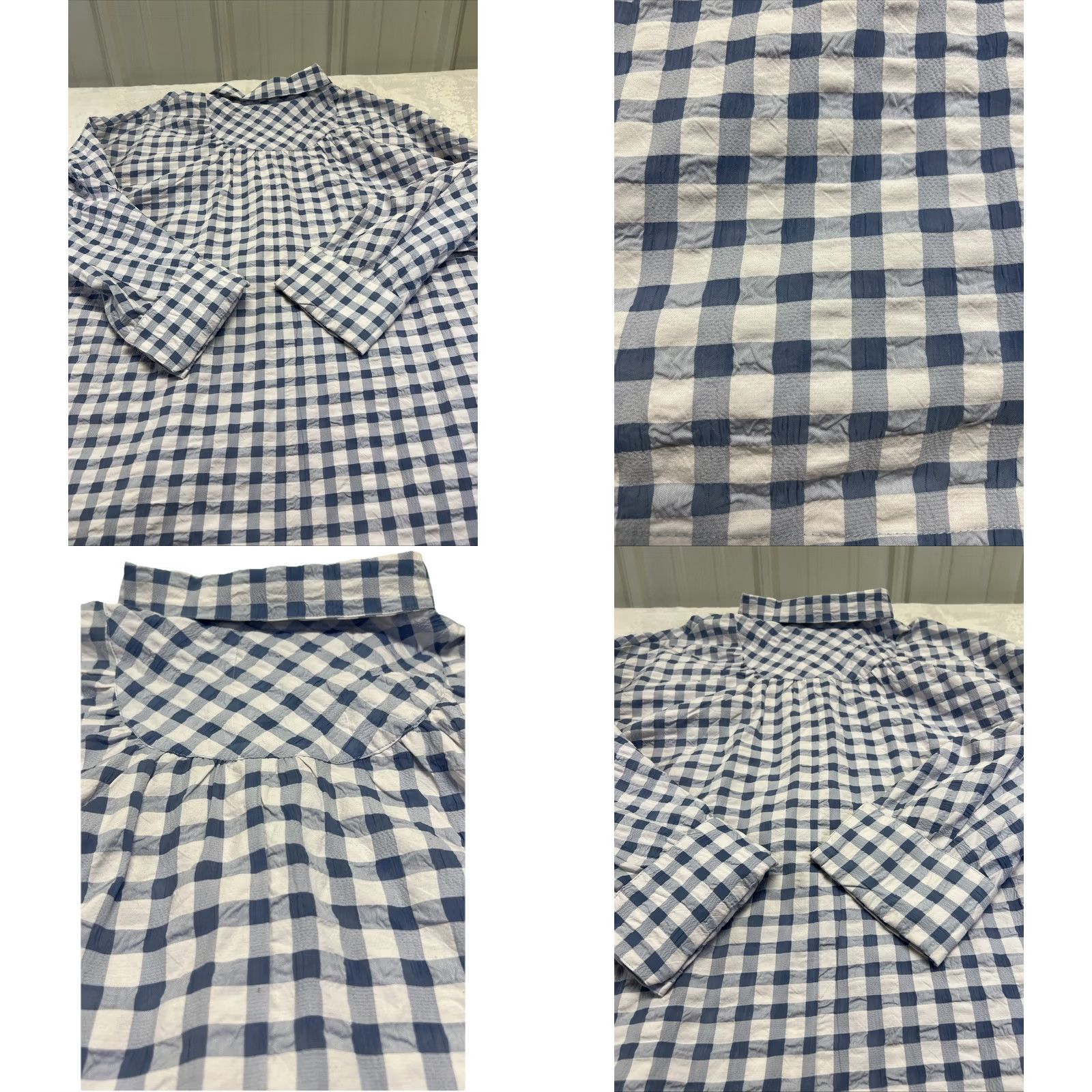 Anthropologie Maeve by Anthropologie Shirt Dress Women's XL Gingham NWT White/Blue Collared Button Tunic Size XL / US 12-14 / IT 48-50 - 9 Thumbnail
