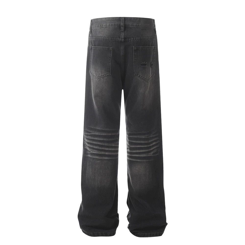 Jean Men's loose distressed black straight jeans Size US 32 / EU 48 - 2 Thumbnail