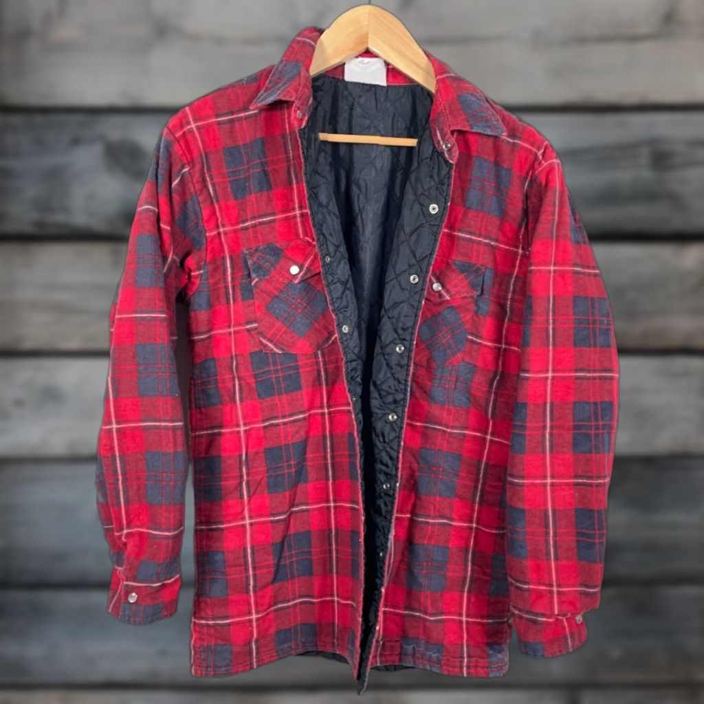 Vintage VINTAGE Hunting Club Flannel Shirt Jacket Mens M Red Plaid Pearl Snap Shacket Size US M / EU 48-50 / 2 - 1 Thumbnail