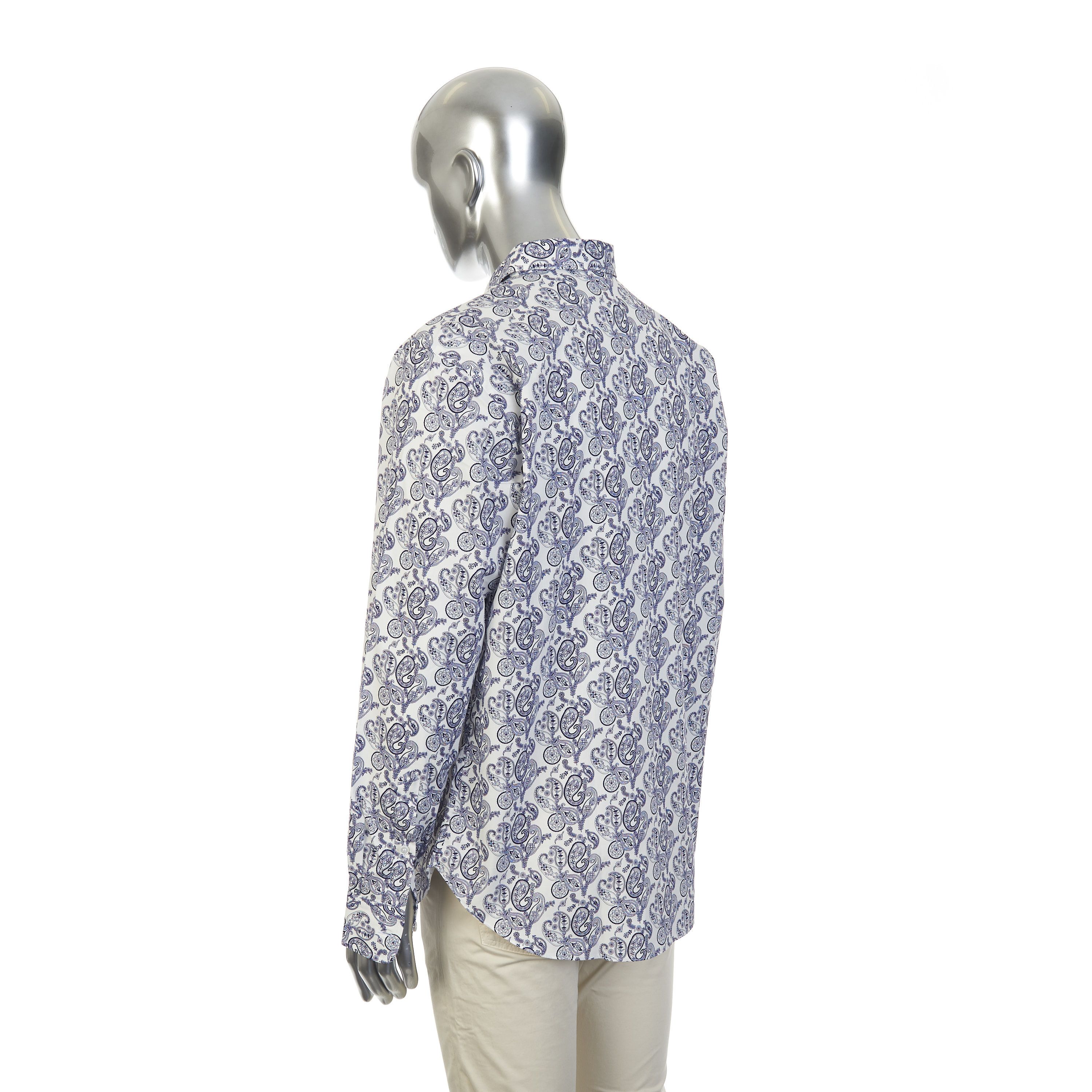 Brioni White Cotton Long Sleeve Shirt With Paisley Print Size US XL / EU 56 / 4 - 5 Thumbnail