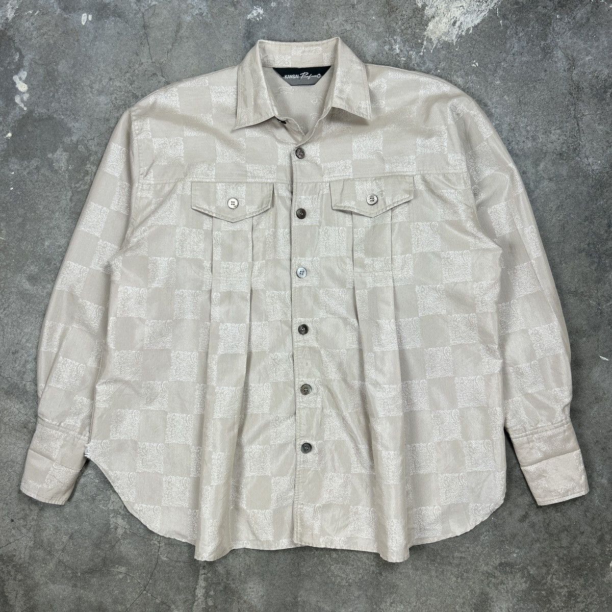 Japanese Brand × Kansai Yamamoto × Vintage 1990s Kansai Profumo - Checkered Orient Size US L / EU 52-54 / 3 - 1 Thumbnail