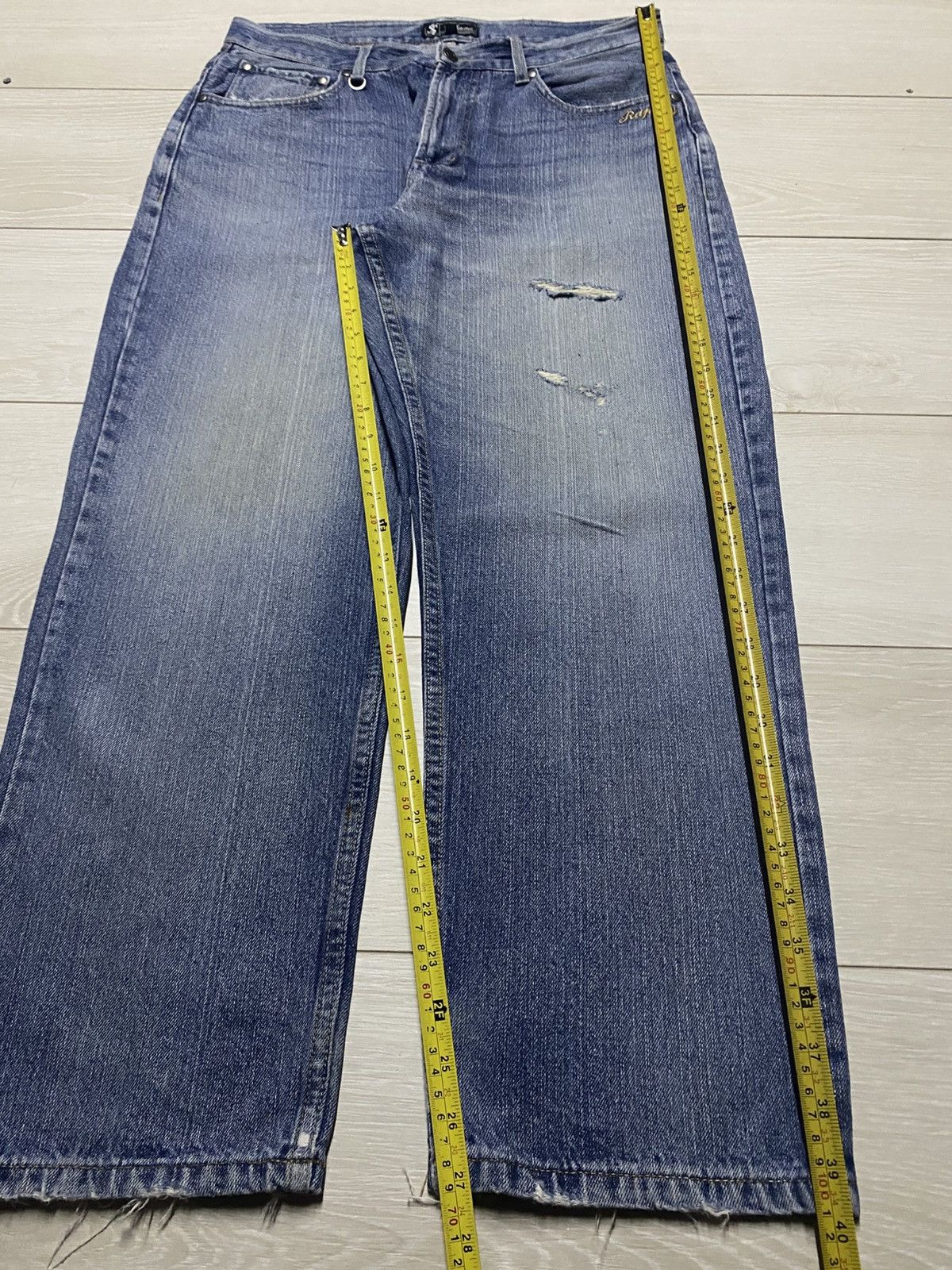 Japanese Brand Vintage Rapidly Embroidery Logo Faded Wash Taperred Leg Jean Size US 33 - 16 Thumbnail