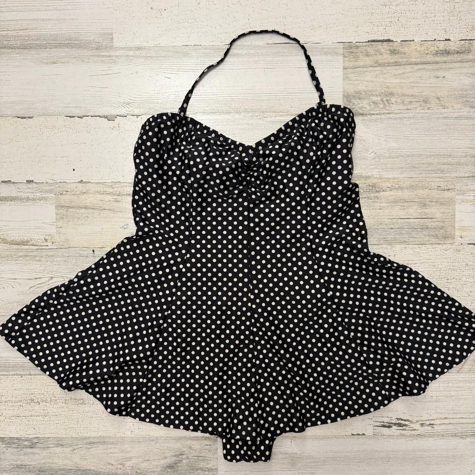 Designer 80s Retro Polka Dot Halter Fit To Flared Bathing Suit Sz 14 Size ONE SIZE - 2 Thumbnail