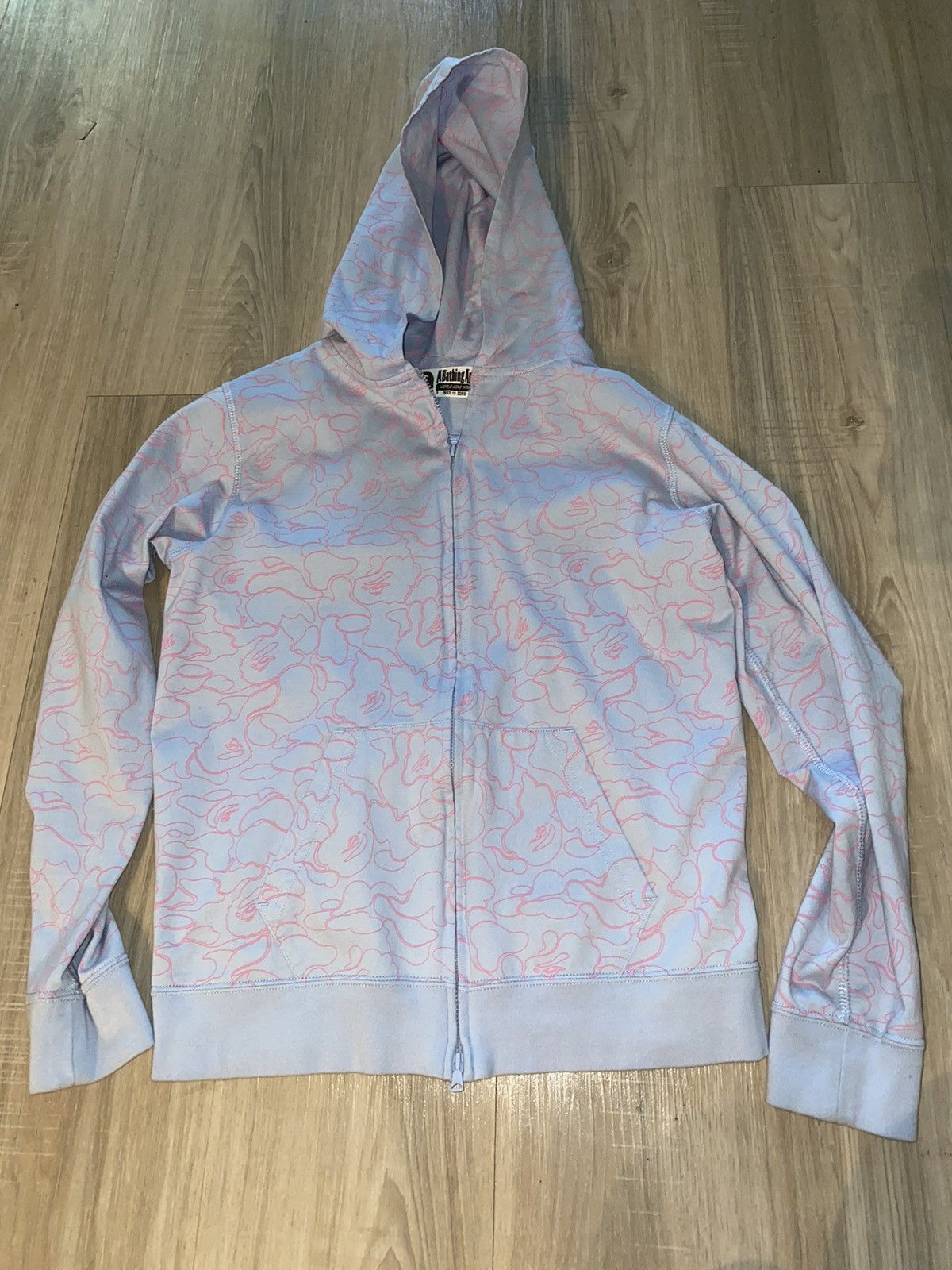 image of Bape Stencil Camo Full Zip Hoodie in Blue, Women's (Size XS)