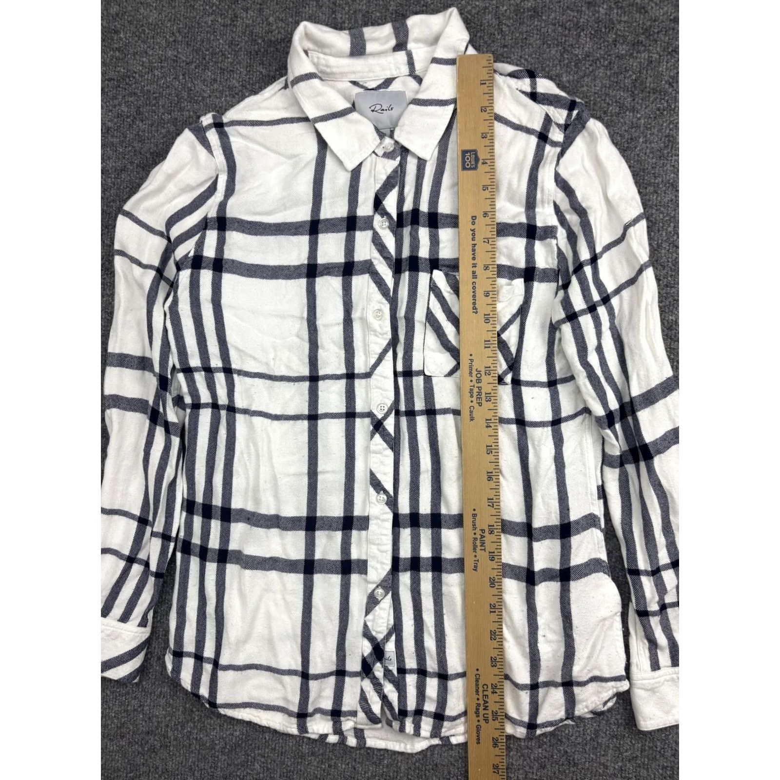Rails Rails Hunter Shirt Womens Medium White Navy Plaid Button Front Long Sleeve Top Size M / US 6-8 / IT 42-44 - 3 Thumbnail
