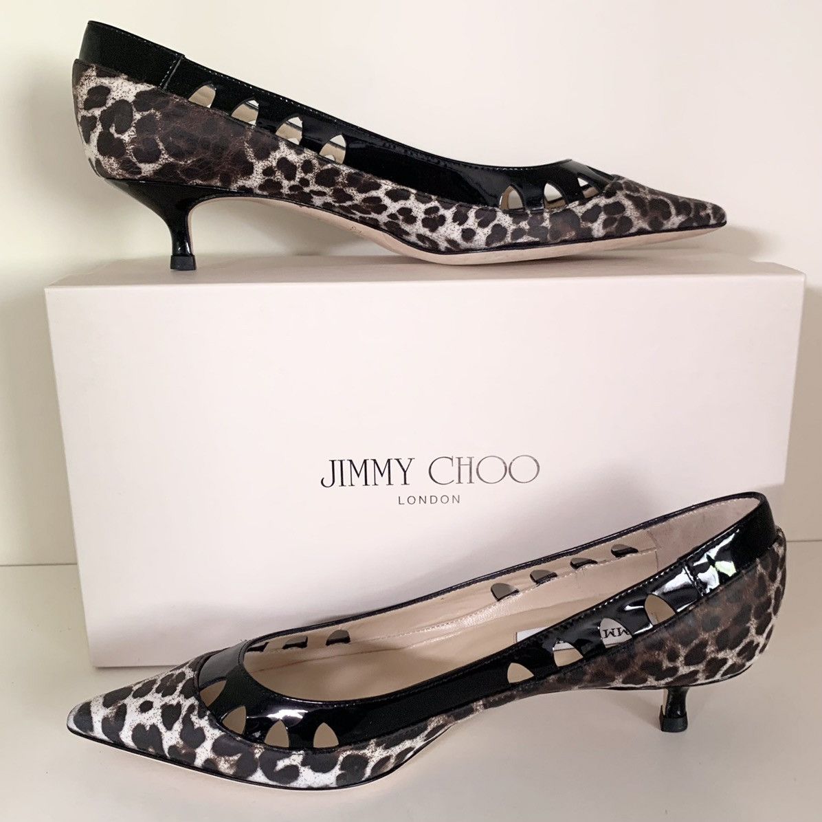 Jimmy Choo Jimmy chop leather leopard kitten heels Size US 7 / IT 37 - 14 Thumbnail