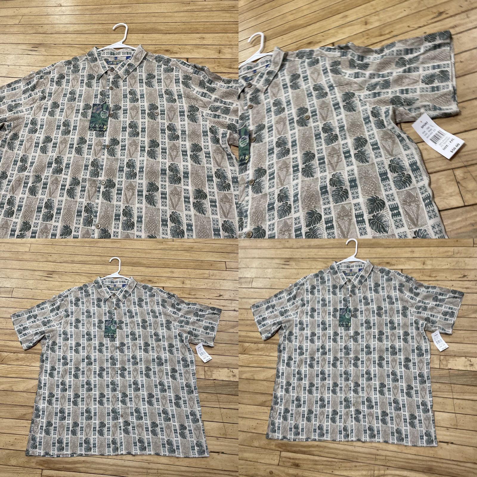 Vintage Campia Moda Hawaiian Shirt Men 2XL Green Tan Patchwork Tropical Art XXL NEW Size US XXL / EU 58 / 5 - 10 Thumbnail