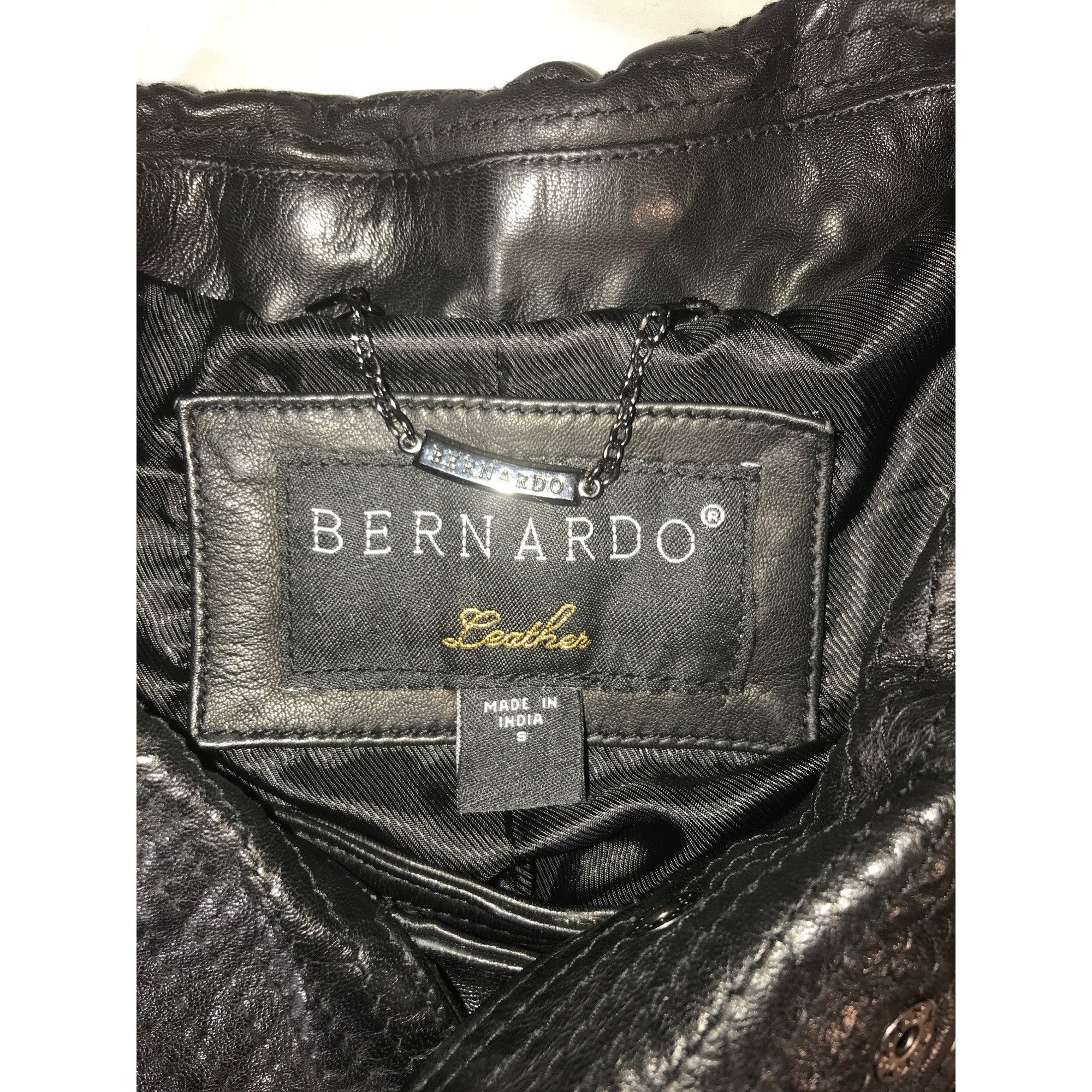 Other Bernardo NWT Womens Black Leather Zippers Moto Bomber Jacket Size S / US 4 / IT 40 - 3 Thumbnail