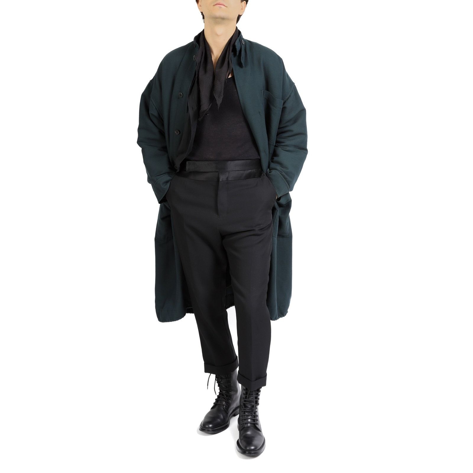 Haider Ackermann FW17 Oversized Quilted Coat in Teal Wool Size US XS / EU 42 / 0 - 9 Thumbnail