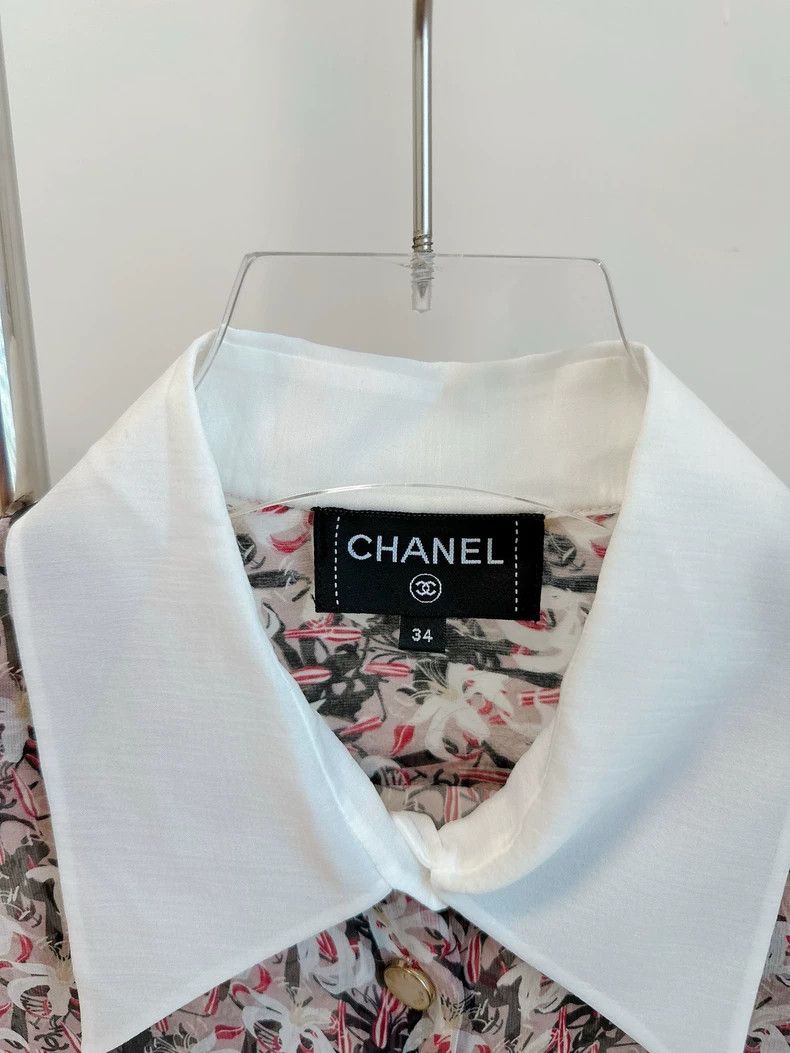 Chanel Chanel 23A broken flower mulberry silk shirt Size XXS / US 00 / IT 34 - 3 Thumbnail