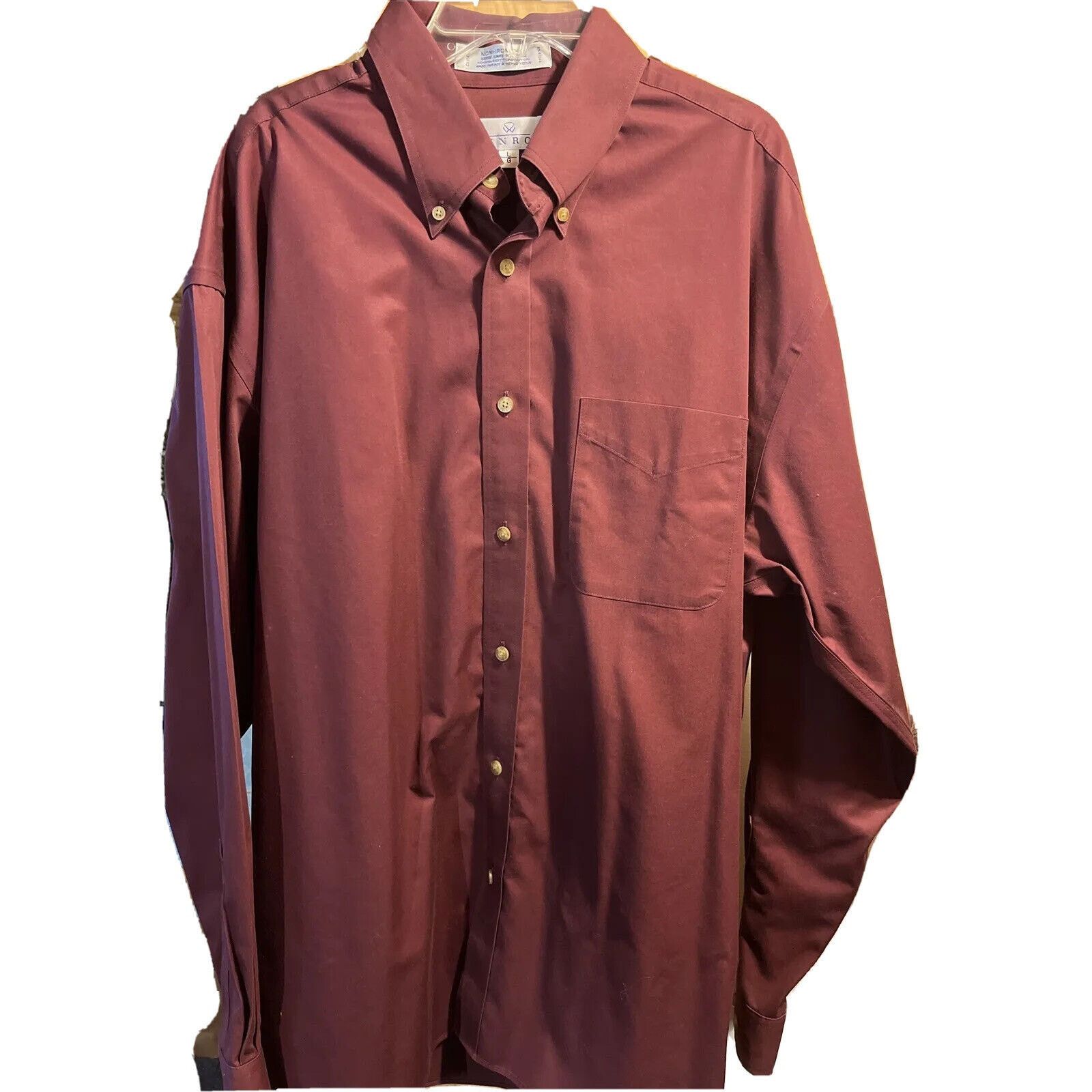 Enro ENRO Men's L Maroon LS Button Up Cotton Non-Iron Twill Shirt Size US L / EU 52-54 / 3 - 1 Thumbnail