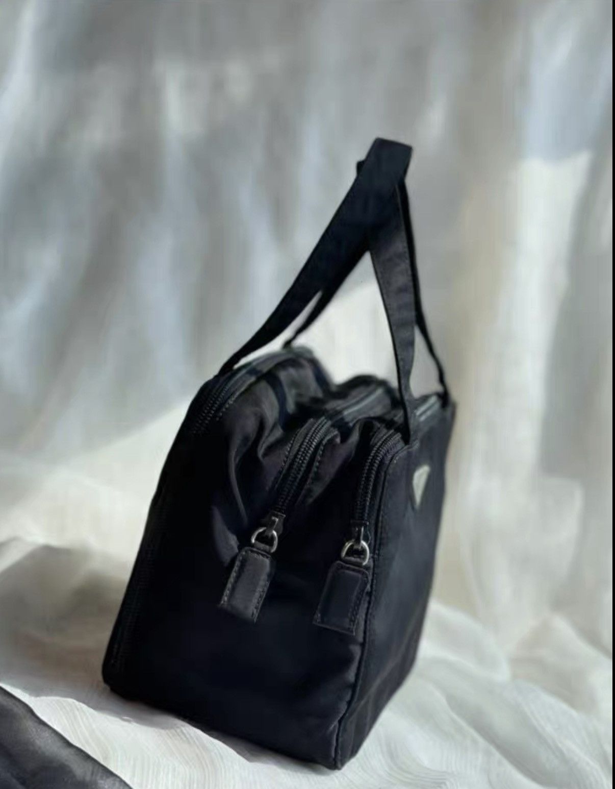 Prada Prada Mini Black & Silver Nylon Tofu Handbag J36 Size ONE SIZE - 9 Thumbnail