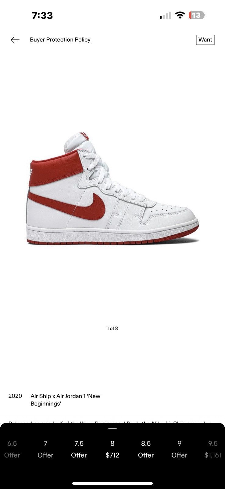 Air Jordan 1 Retro High OG ‘85 New Beginnings Air Ship PE