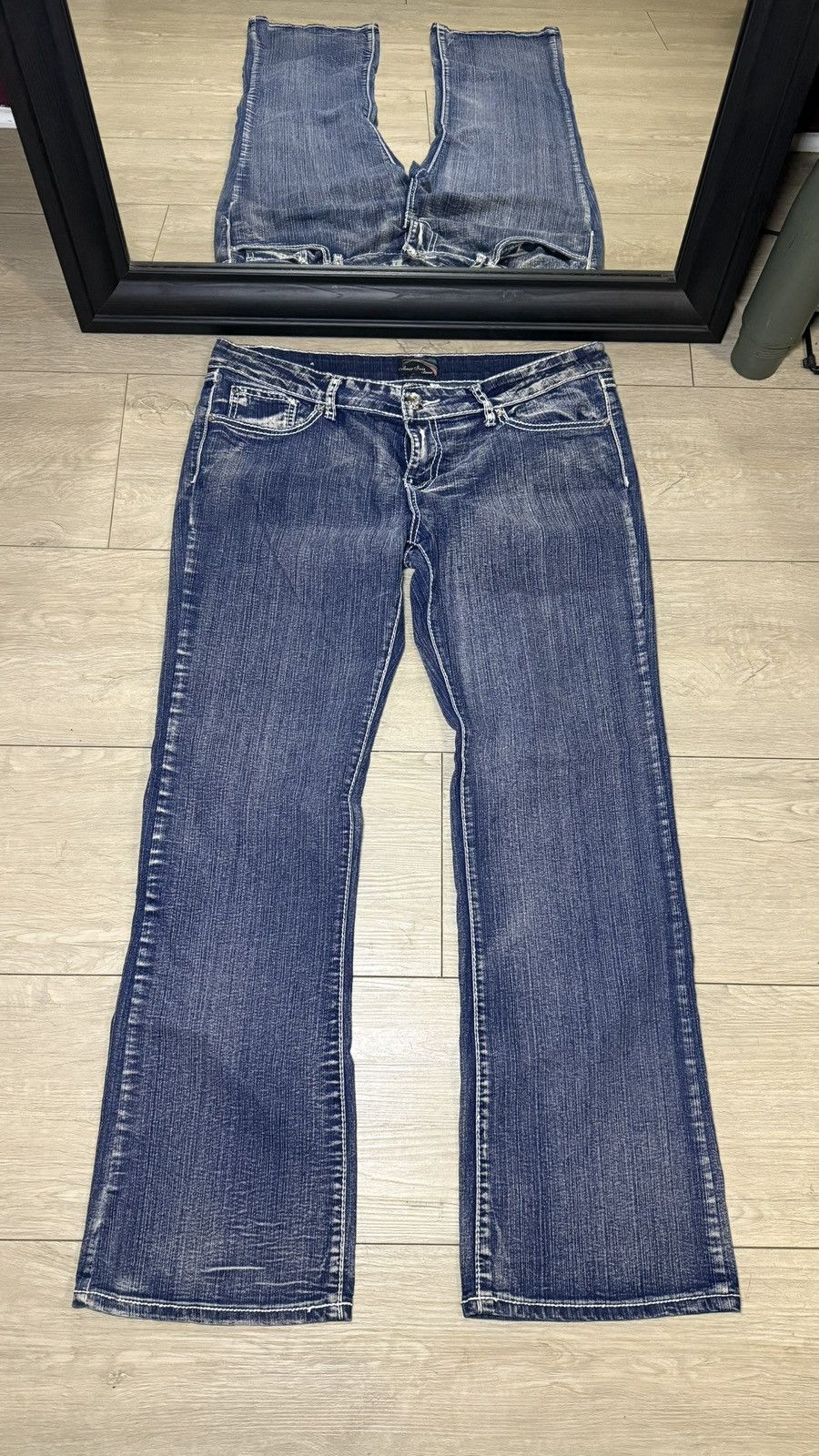 Miss Me Y2K 2000s Women’s Miss Me Style 15 Outlined Heart Denim Jean Size 38" / US 16 / IT 52 - 2 Thumbnail