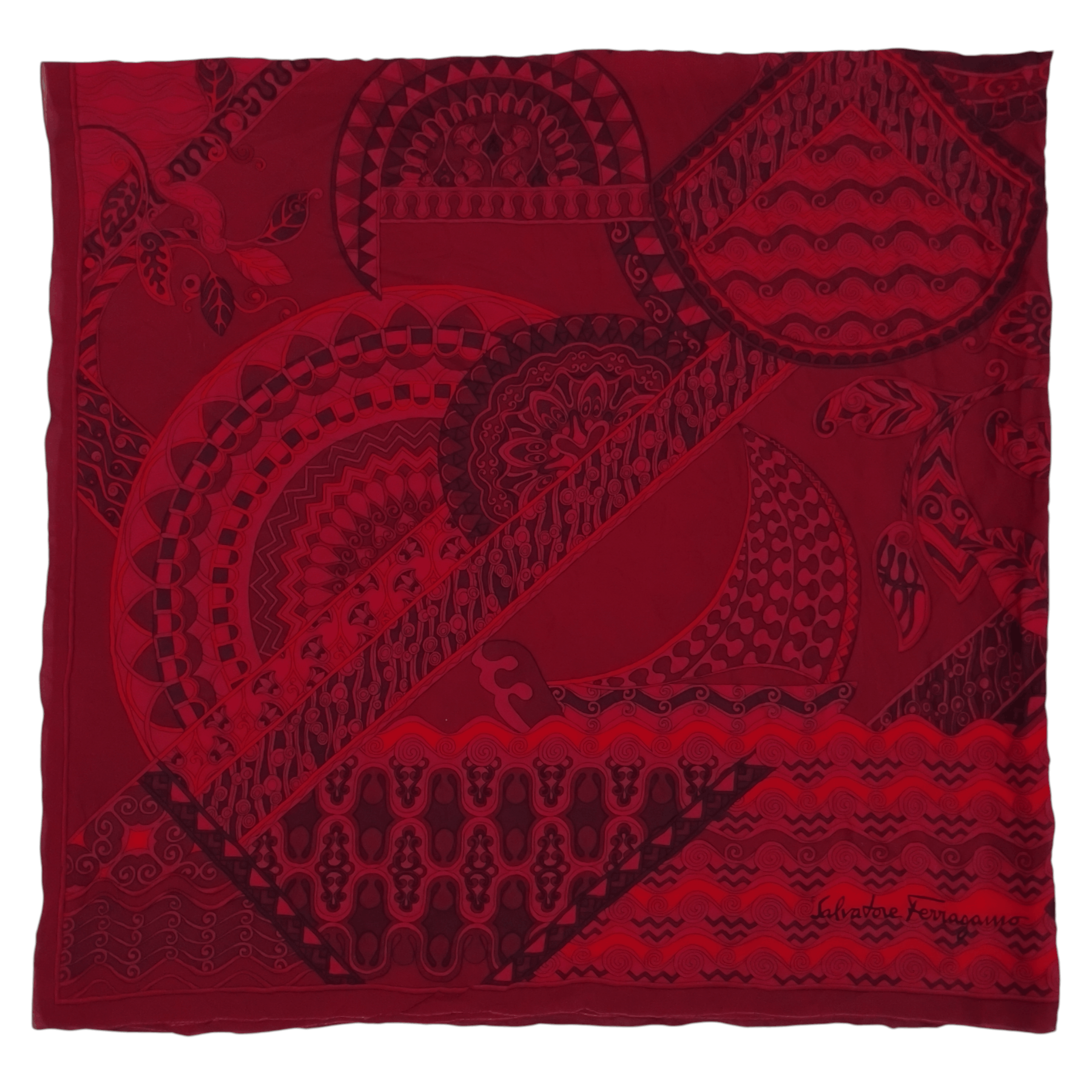 Salvatore Ferragamo Vintage Salvatore Ferragamo Big Size 51" Silk Scarf Size ONE SIZE - 1 Thumbnail