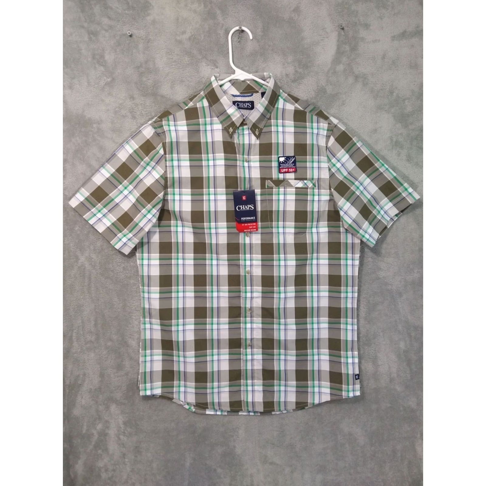 Chaps Chaps Shirt Mens Medium Plaid Performance Short Sleeve Button Down UPF 50 Size US M / EU 48-50 / 2 - 2 Thumbnail