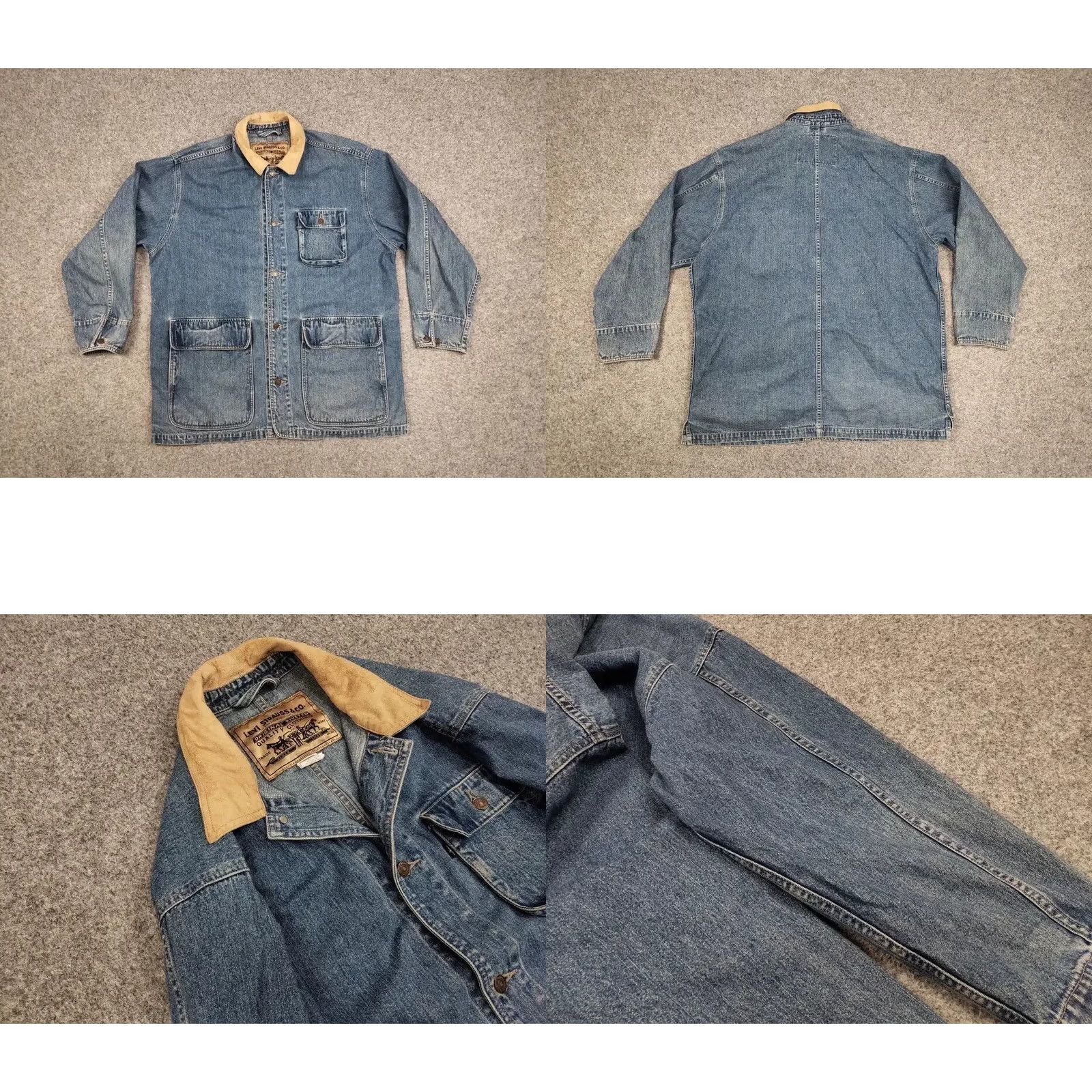 Levi's VINTAGE Levi's Coverall Denim Jacket XL Blue 90s Vintage Style Workwear Mens Jacket Size US 36 / EU 52 - 8 Thumbnail