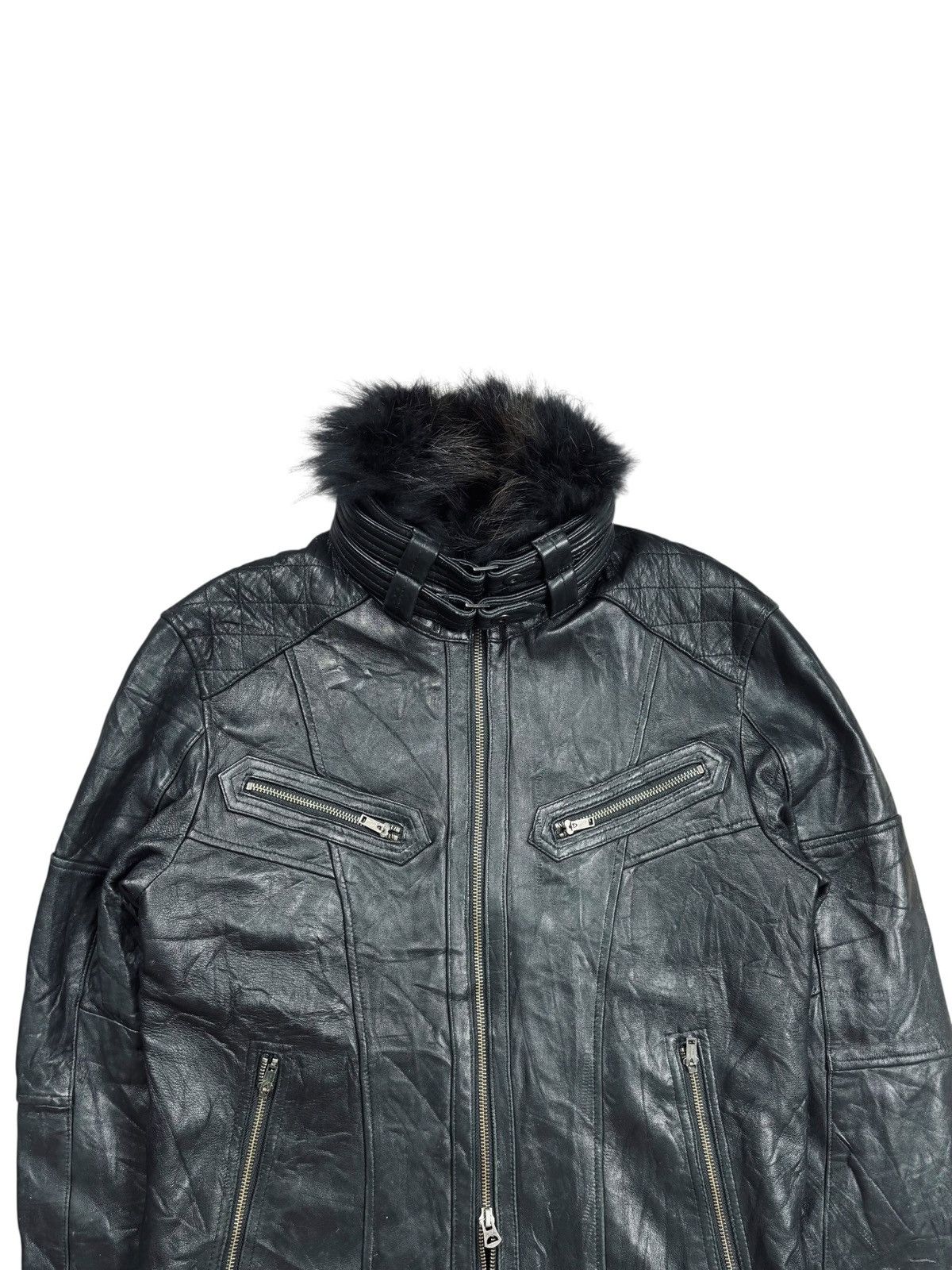 2000s Jackrose - Trim Fur Collar Vkei Style Leather Jacket