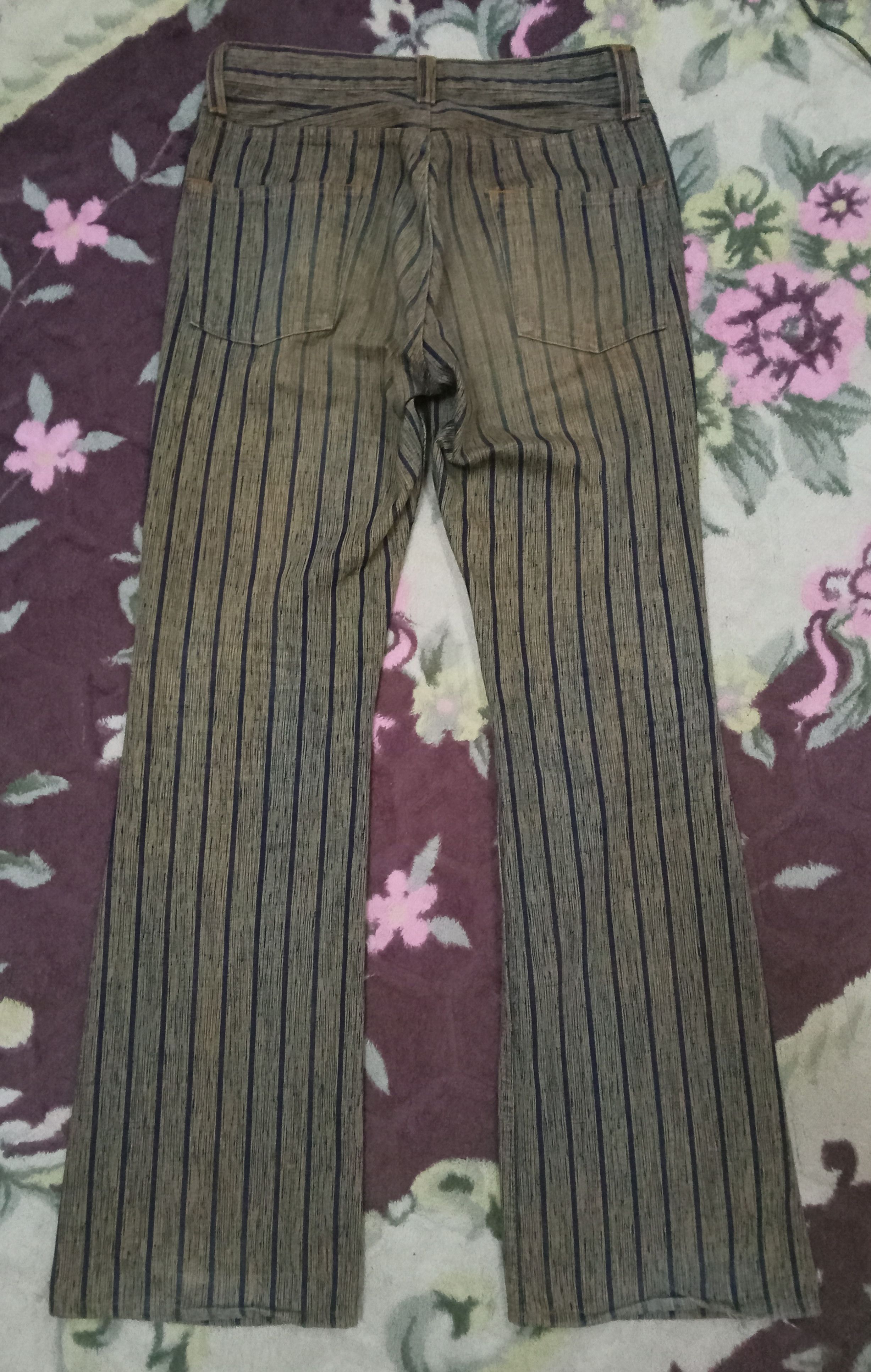 Japanese Brand Blue Way Stripes & Rusty Design Flare Jeans Size US 31 - 2 Thumbnail
