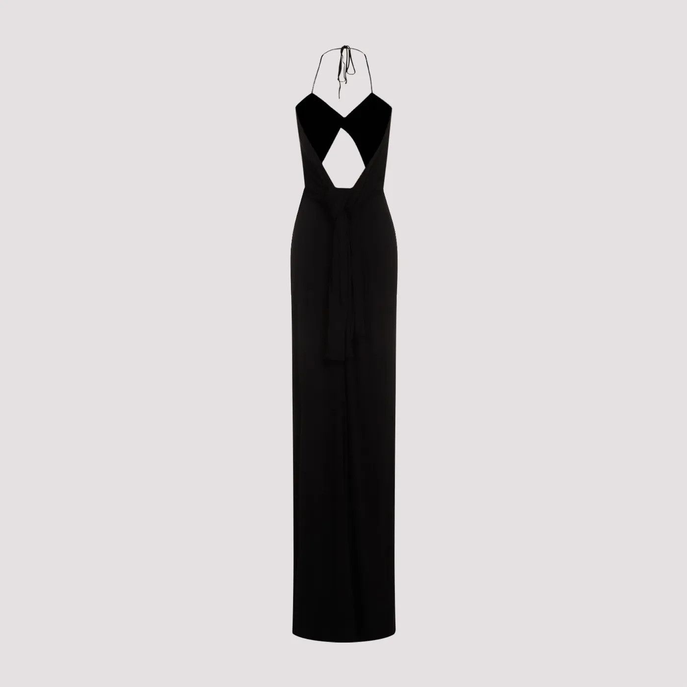Saint Laurent Paris o1bcso1str1125 Backless Halter Dress In Satin in Black Size XS / US 0-2 / IT 36-38 - 2 Thumbnail