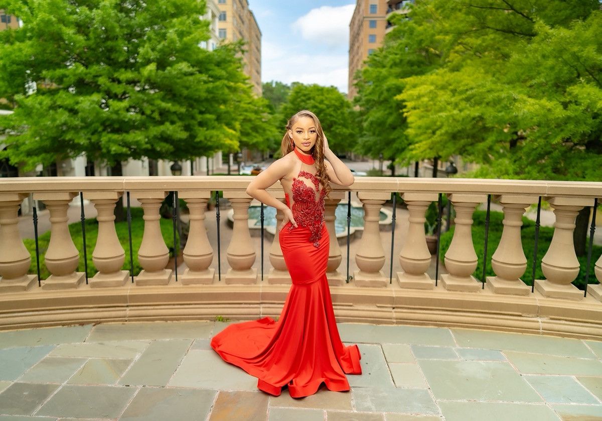 Vintage SEQUENCE JEWELED MACI RED PROM DRESS Size S / US 4 / IT 40 - 4 Thumbnail