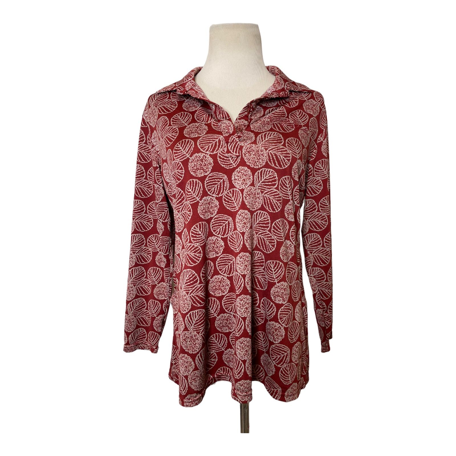 Vintage Vintage 3/4 sleeves leaves print red blouse size XL Size XL / US 12-14 / IT 48-50 - 1 Thumbnail