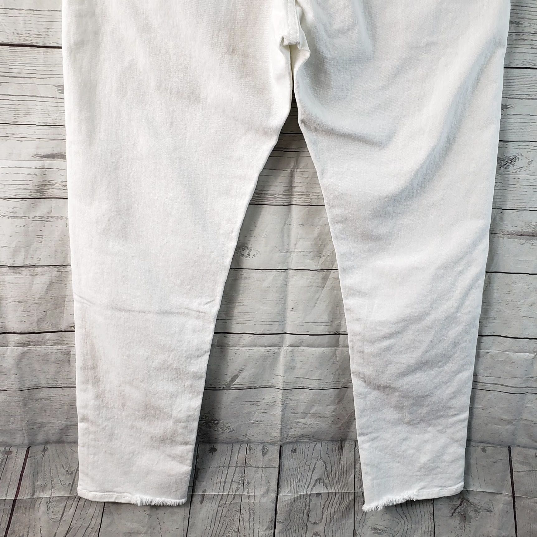 Vintage Peruvian Connection Womens Cimarron Jeans Sz 12 White High Rise Button Fly Skinny Denim Cotton Blend Regular Inseam 29 Womens Size 34" / US 12 / IT 48 - 6 Thumbnail