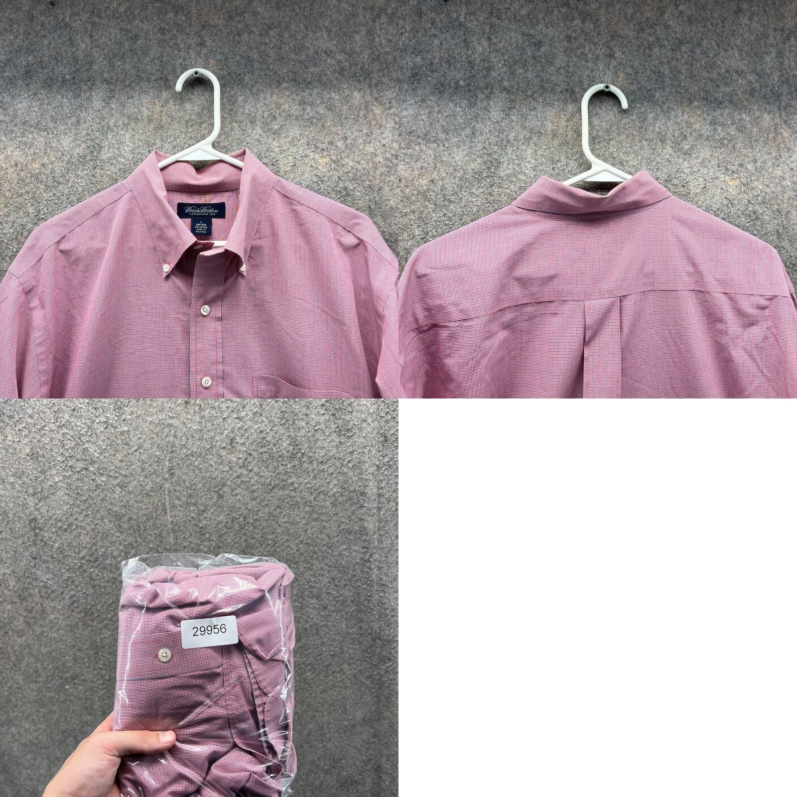 Brooks Brothers VINTAGE Brooks Brothers Dress Shirt Mens Large Red Button Up Plaid Cotton Non Iron VTG Size 42R - 8 Thumbnail