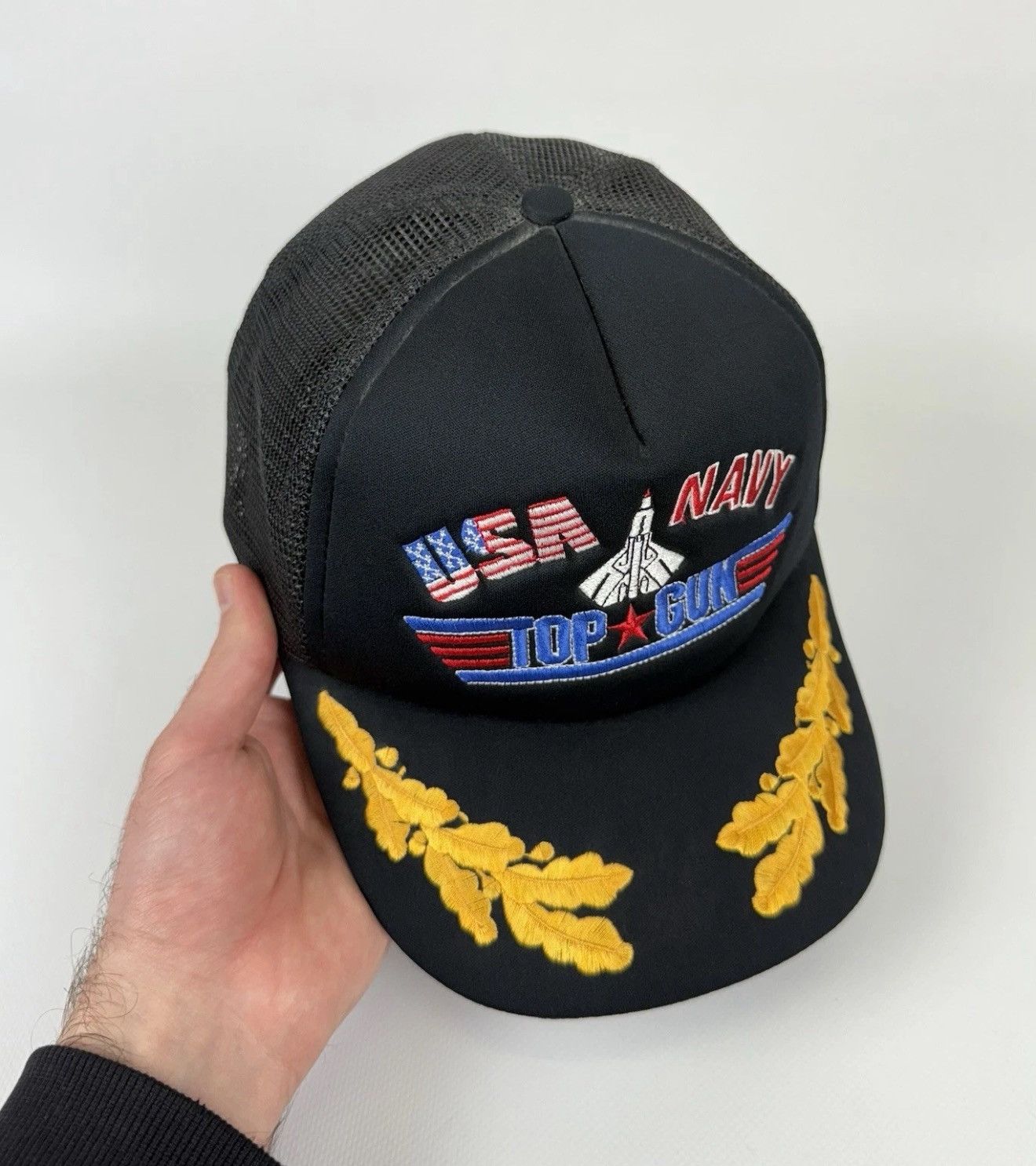 Vintage Vintage USA Navy Top Gun Tracker Cap Hat Black Top Snapback Size ONE SIZE - 5 Thumbnail