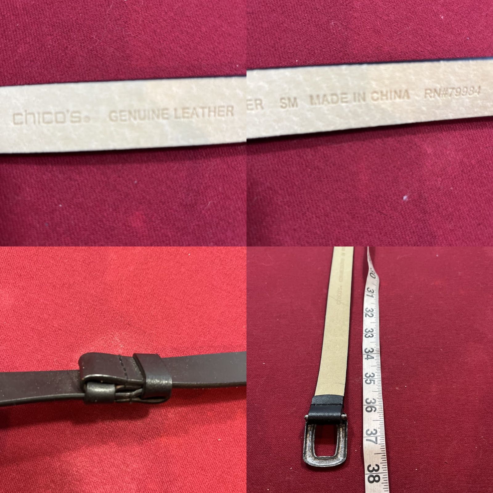 Vintage VINTAGE Chico's SILVER SQUARE Chain BELT Leather 24-37” Adjustable BLACK LEATHER Mens Women Girls Boys Size ONE SIZE - 8 Thumbnail