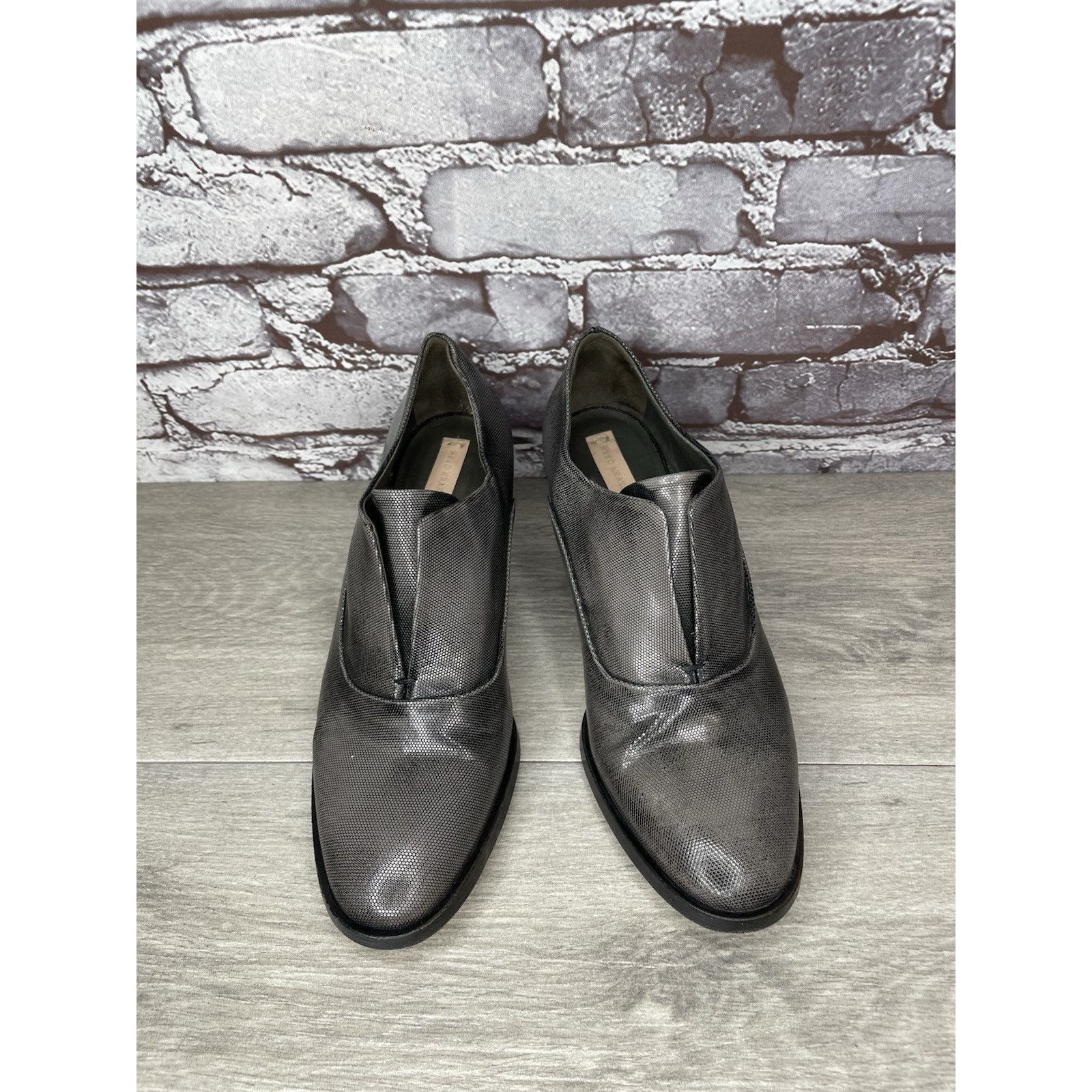 Other REED KRAKOFF Metal Gray Leather Slip On Loafer Heel Shoes Wo Size US 8 / IT 38 - 4 Thumbnail