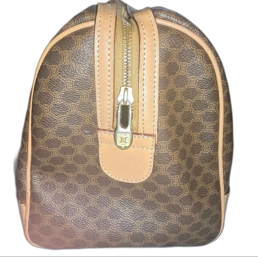 Celine Celine Coated Canvas Macadam Brown and Tan Boston Duffle Bag Size ONE SIZE - 4 Thumbnail
