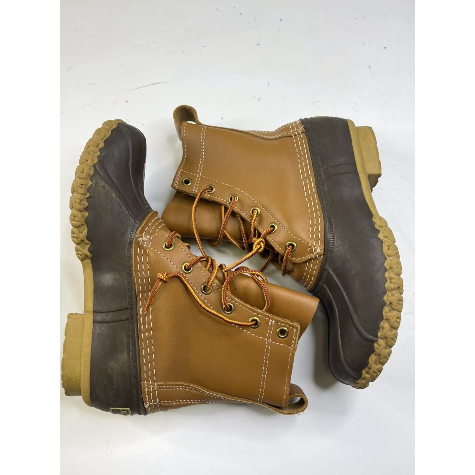 Vintage LL BEAN Women Brown Leather Rubber Lace Up Duck Boots 7 M Boots Rain Outdoor West Vintage No Size US 7 / IT 37 - 8 Thumbnail