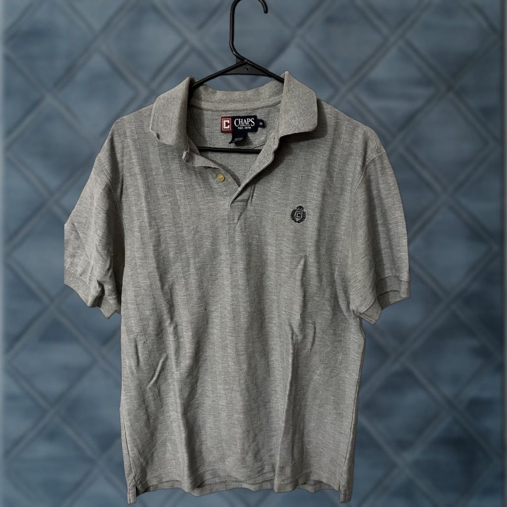 Chaps VINTAGE Chaps Polo Shirt Men Medium Gray Short Sleeve 100% Cotton Golf Logo American Heritage Ships Fast Size US M / EU 48-50 / 2 - 1 Thumbnail