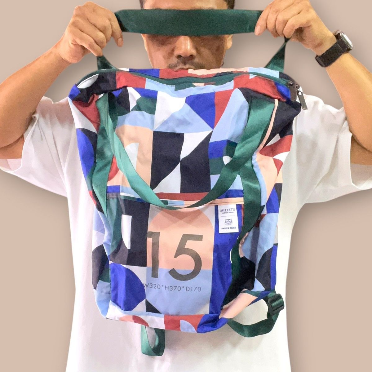 Japanese Brand MILESTO X PAPIER TIGRE "MEMORY GAME" Pocketable2WAY Backpack Size ONE SIZE - 15 Thumbnail