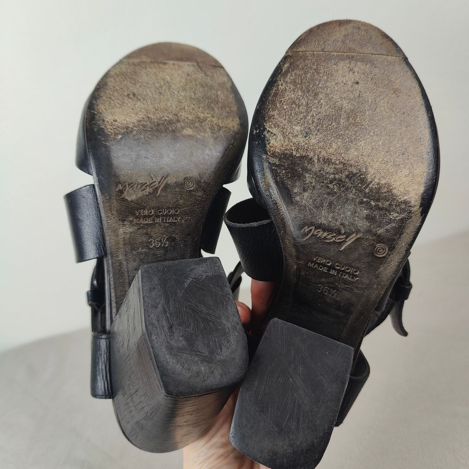Marsell Marsell Block Heel Sandals Womens 36.6 US 6.5 Black Leather Size US 6.5 / IT 36.5 - 9 Thumbnail