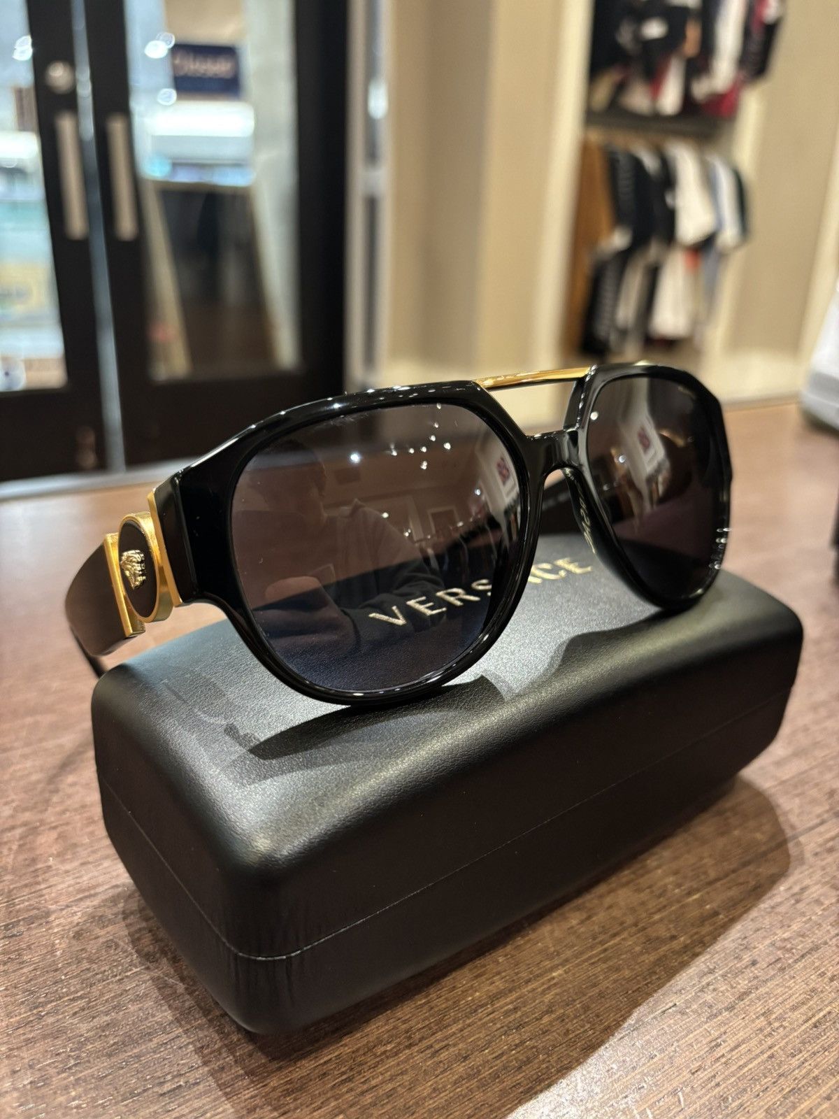 Versace Versace Black Gold Sunglasses Size ONE SIZE - 1 Thumbnail