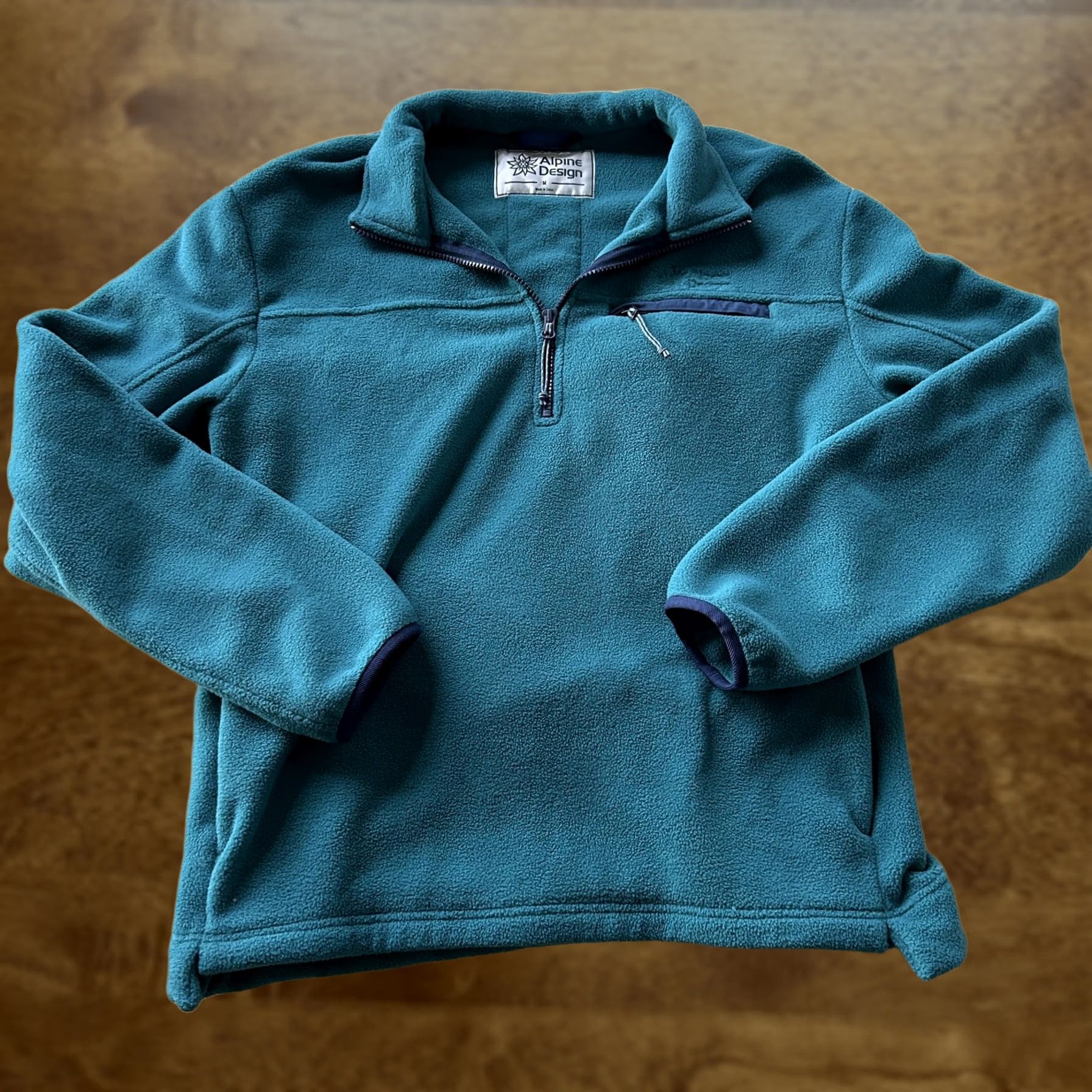 Vintage Alpine Design Jacket Mens M Green 1/4 Zip Fleece Pockets Thermal Outdoor Hiking Shoes? Size US M / EU 48-50 / 2 - 1 Thumbnail