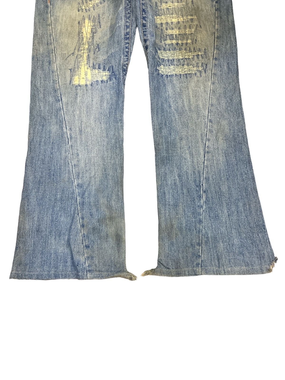 Designer × Hysteric Glamour × Japanese Brand FLARED🔥BIG BILL RIPPED DISTRESSED DENIM PANT Size US 32 / EU 48 - 4 Thumbnail