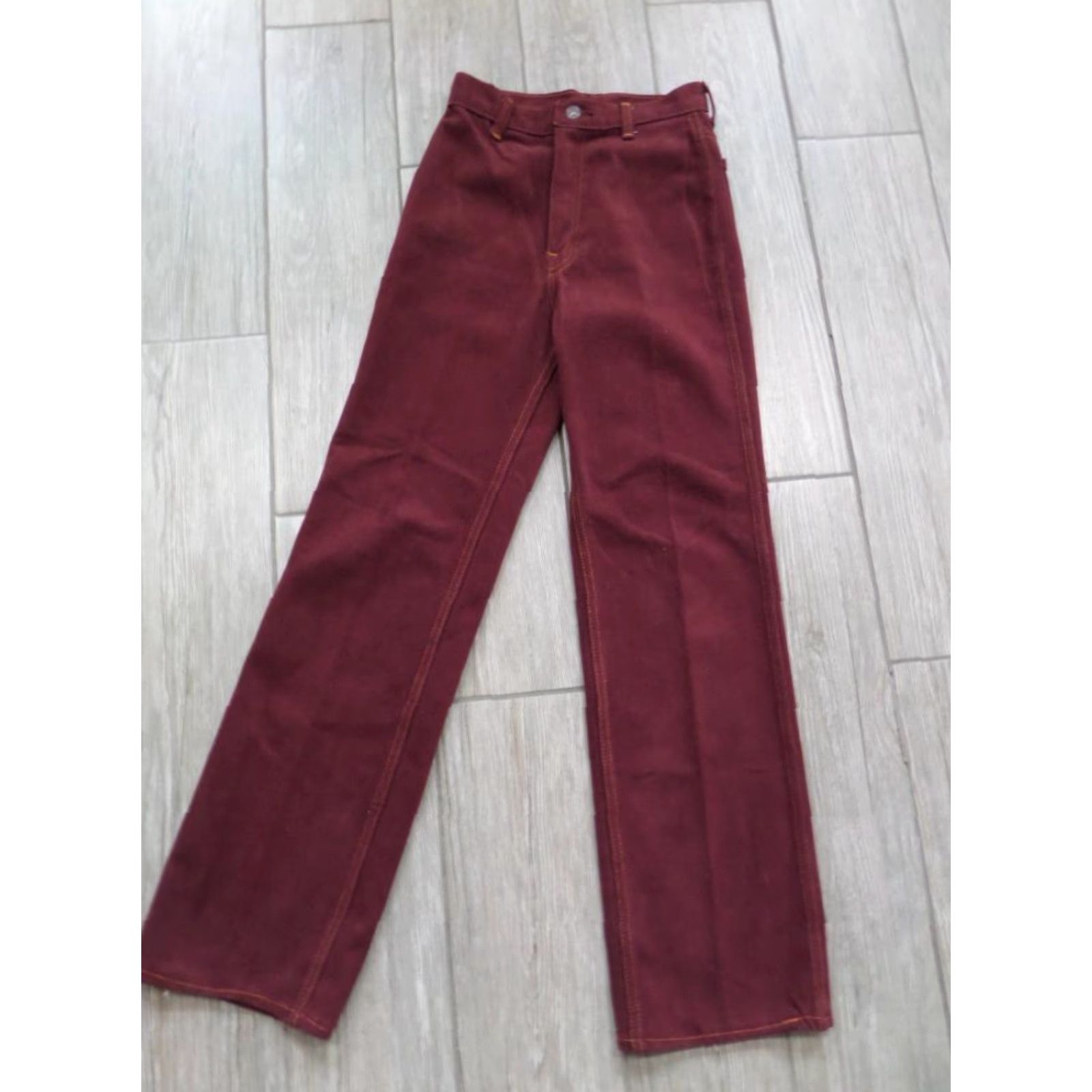 Levi's VINTAGE Levi's burgundy HIGH WAIST pants 24x30 jeans CHAMOIS velvet Womens, no tag size, 1970s era Size 42" / US 20 - 5 Thumbnail